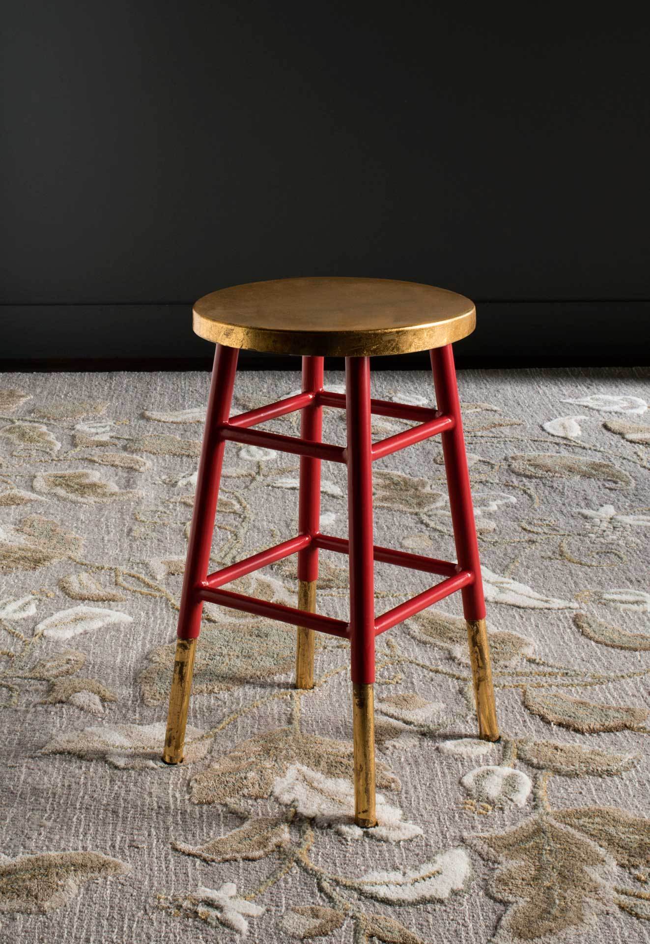 Ema Dipped Gold Leaf Bar Stool Red - Image 6