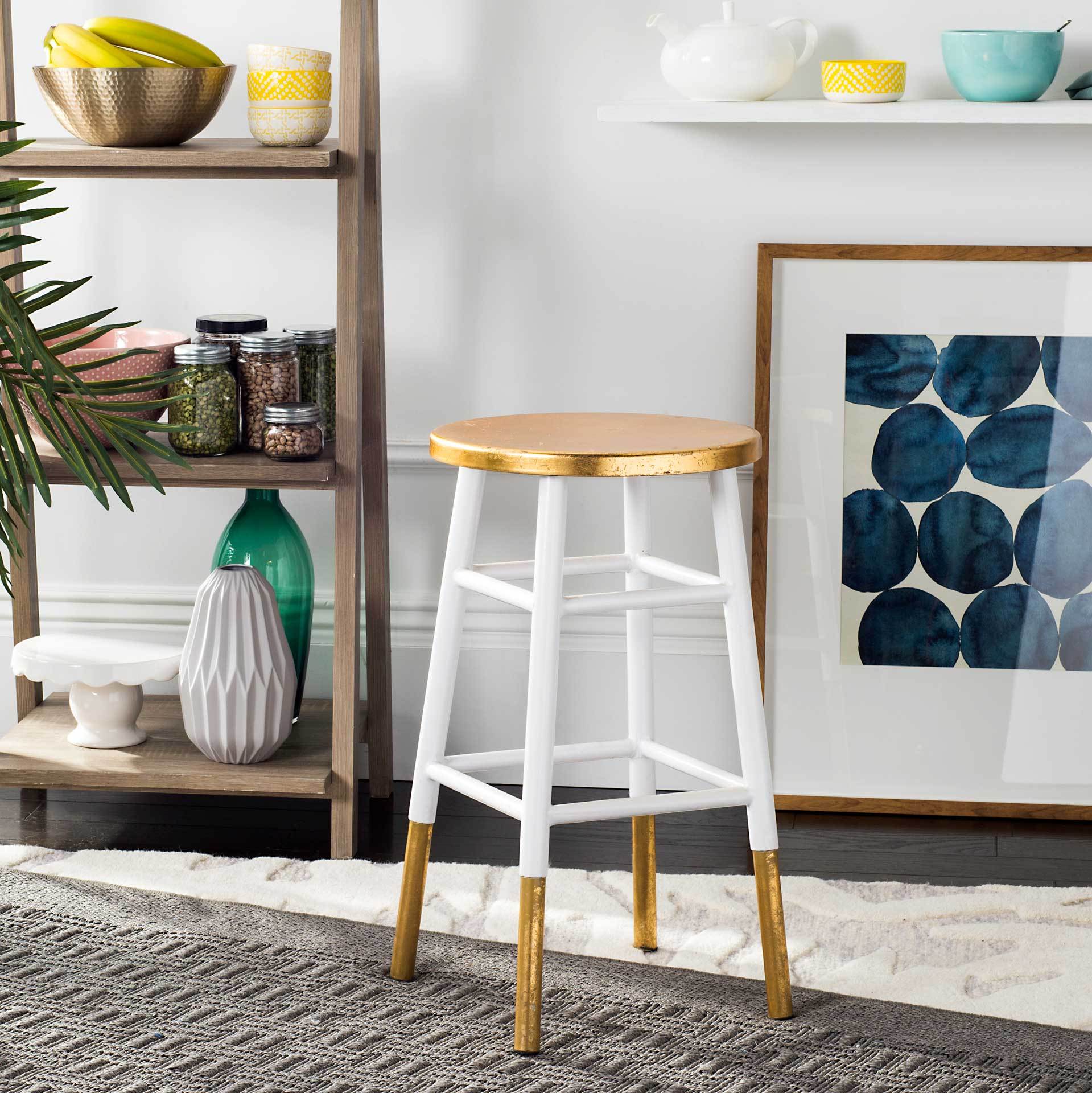 Ema Dipped Gold Leaf Bar Stool White - Image 6
