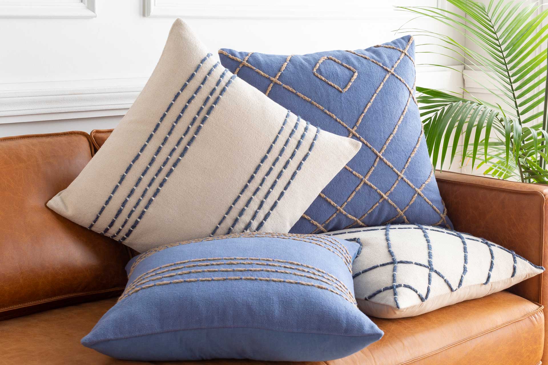 Emanuel Pillow Tan/Dark Blue - Image 2