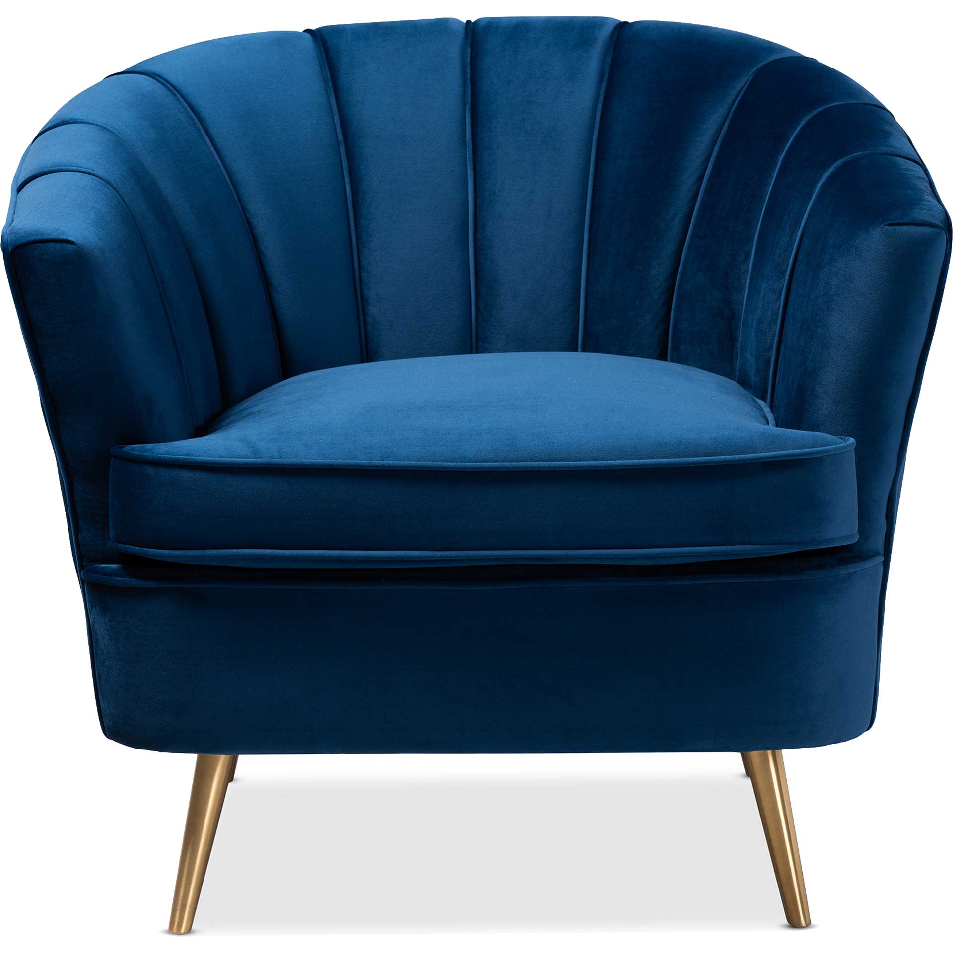 Emara Velvet Fabric Upholstered Chair Blue/Gold - Image 2