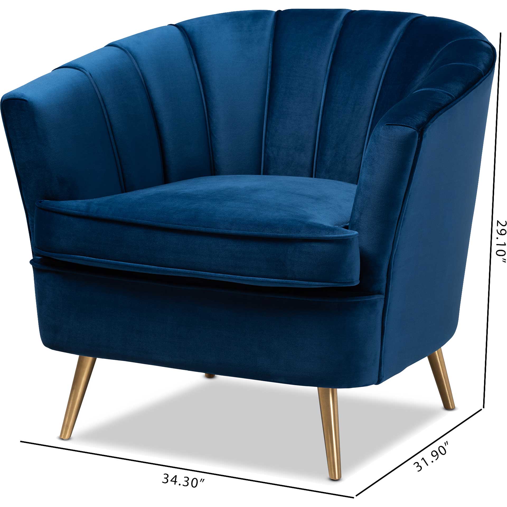 Emara Velvet Fabric Upholstered Chair Blue/Gold - Image 7