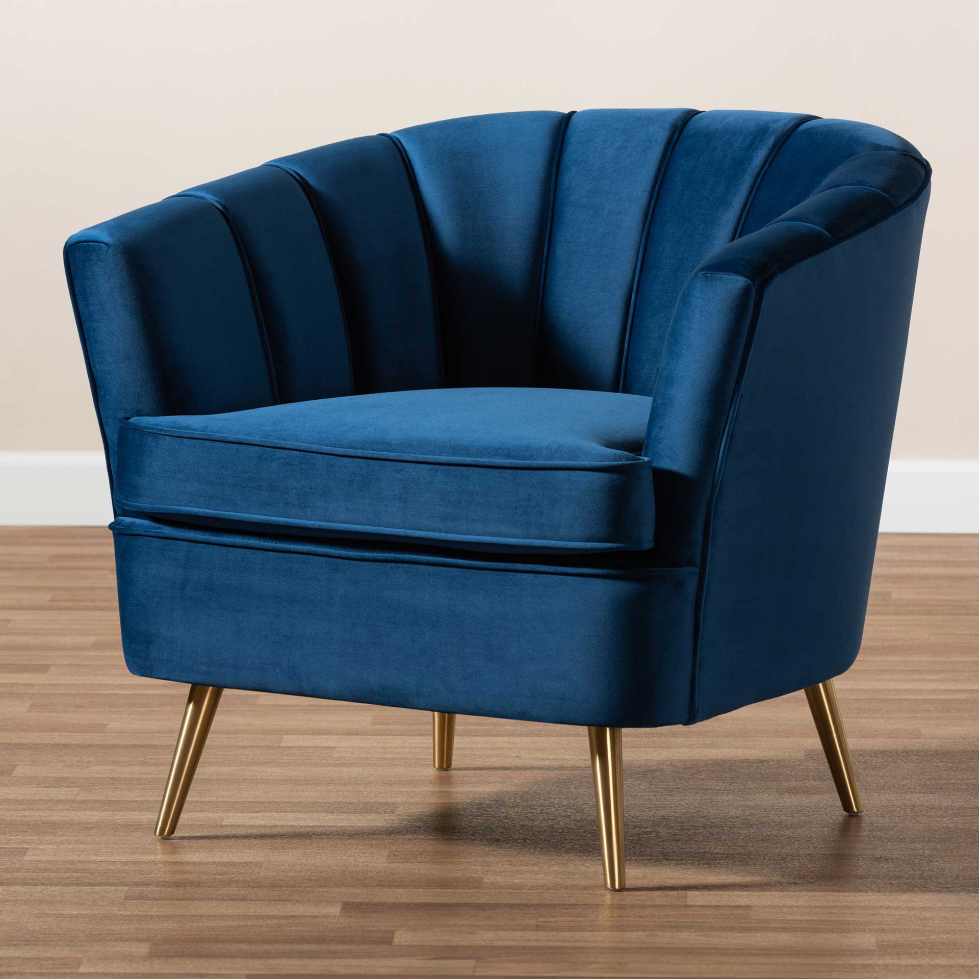 Emara Velvet Fabric Upholstered Chair Blue/Gold - Image 8