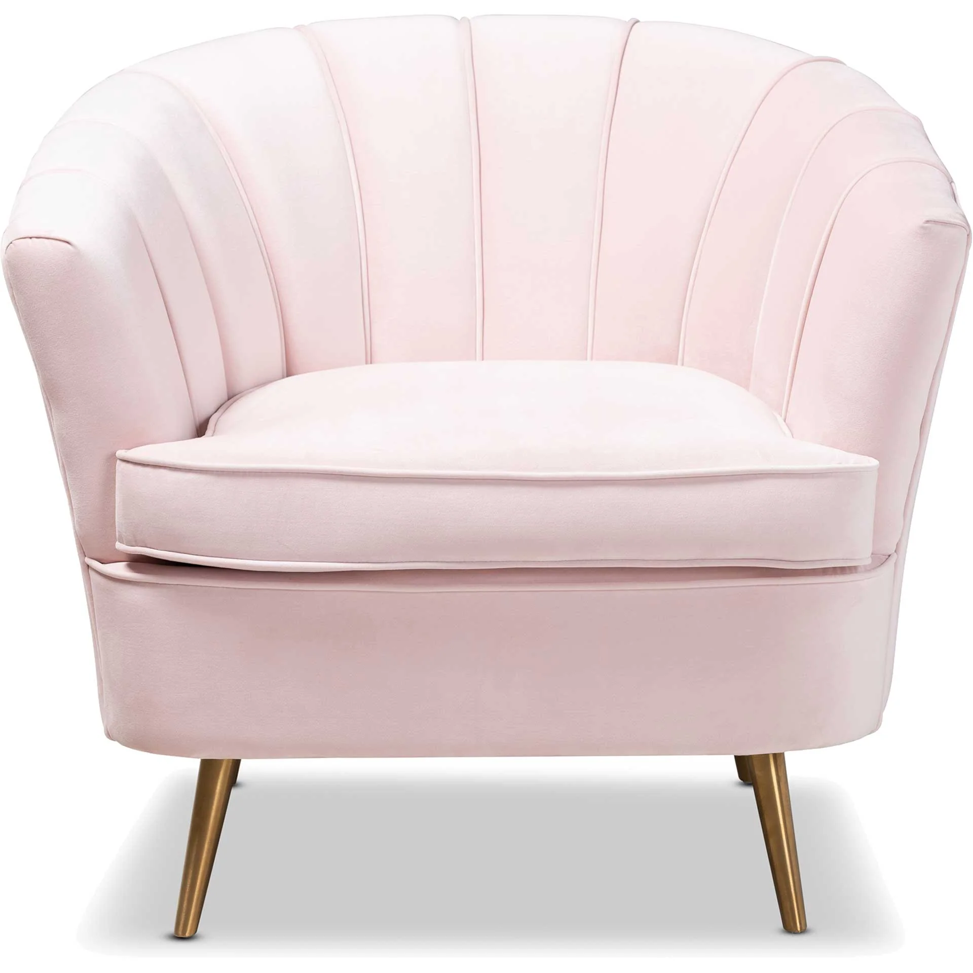Emara Velvet Fabric Upholstered Chair Light Pink/Gold - Image 2