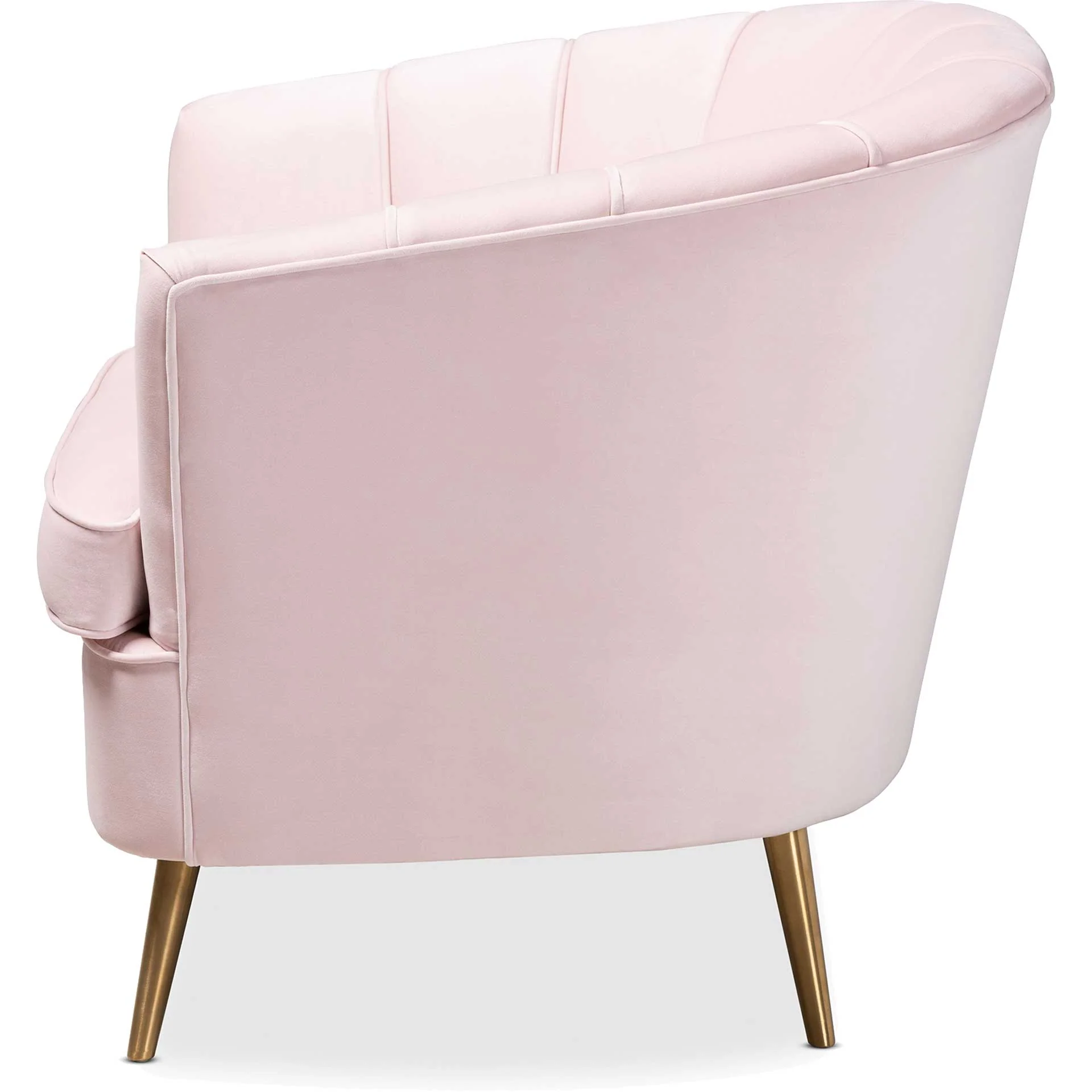Emara Velvet Fabric Upholstered Chair Light Pink/Gold - Image 3