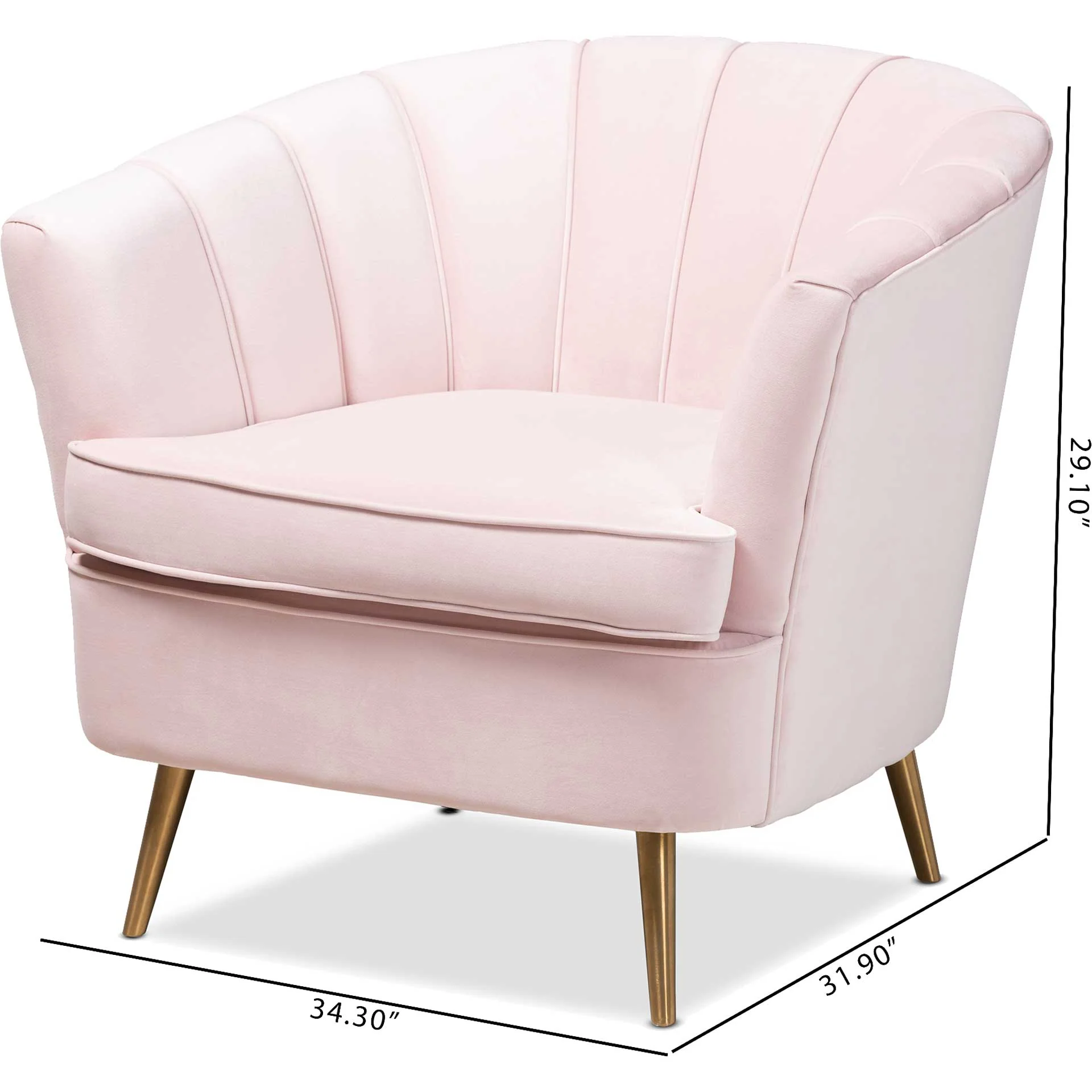 Emara Velvet Fabric Upholstered Chair Light Pink/Gold - Image 7