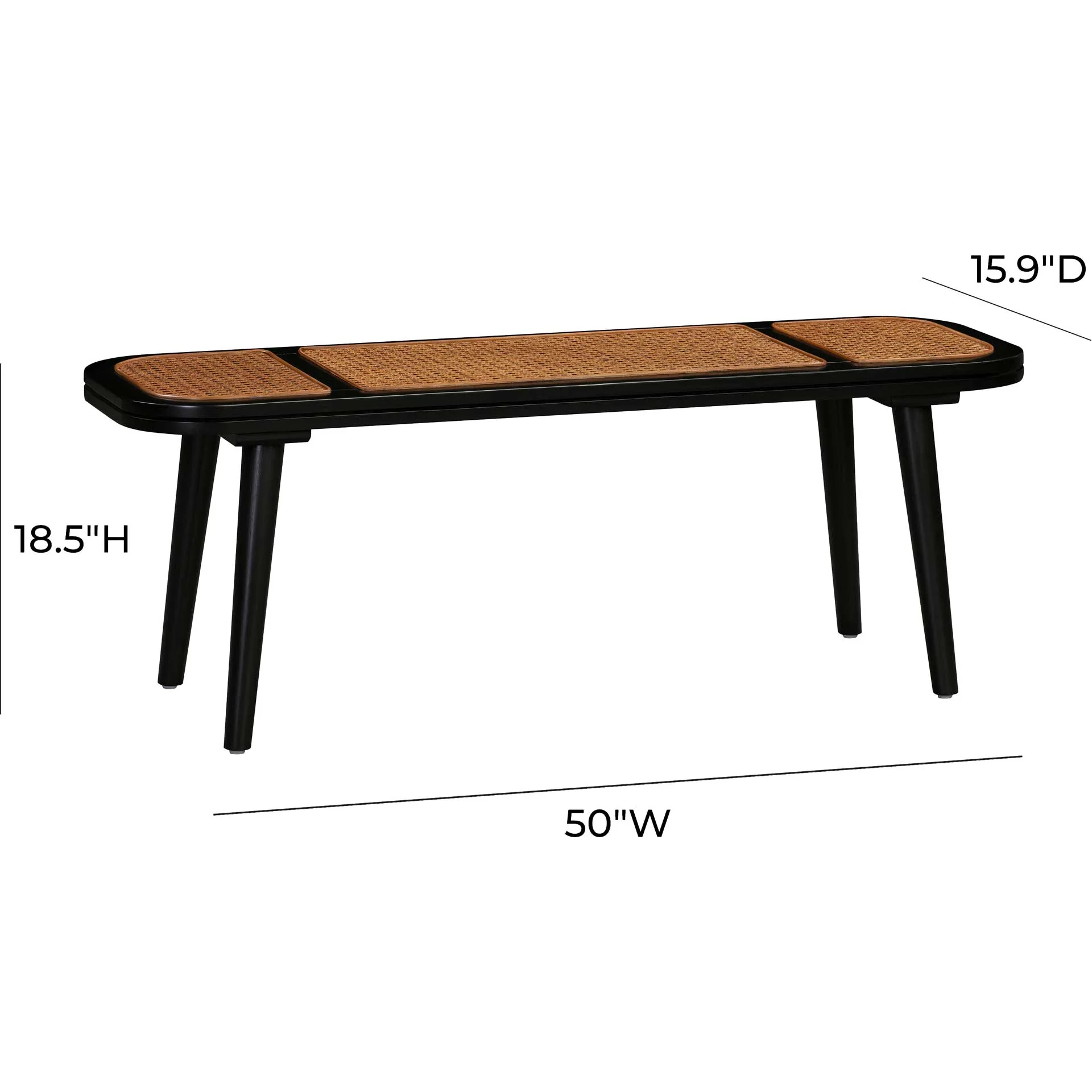 Emilee Cane Bench Black - Image 5