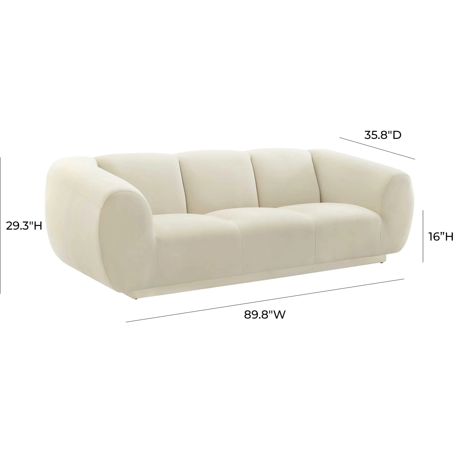Emme Velvet Sofa Cream - Image 5
