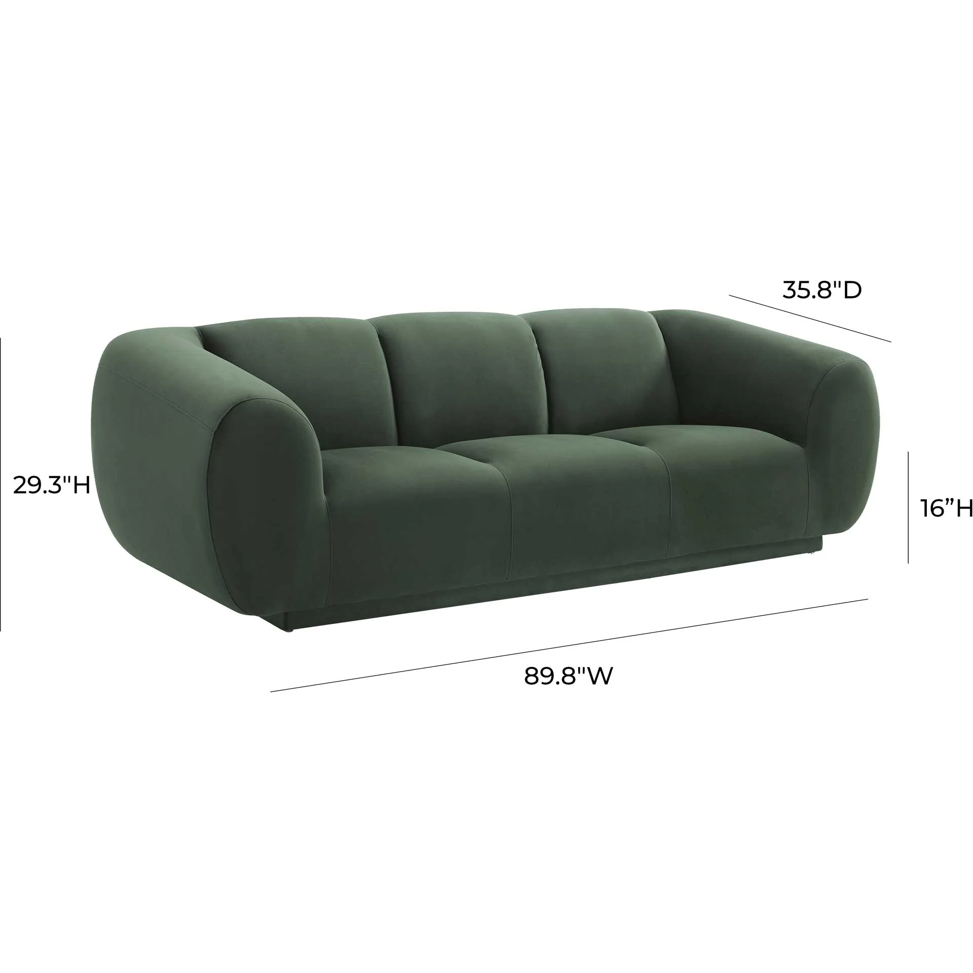 Emme Velvet Sofa Forest Green - Image 5
