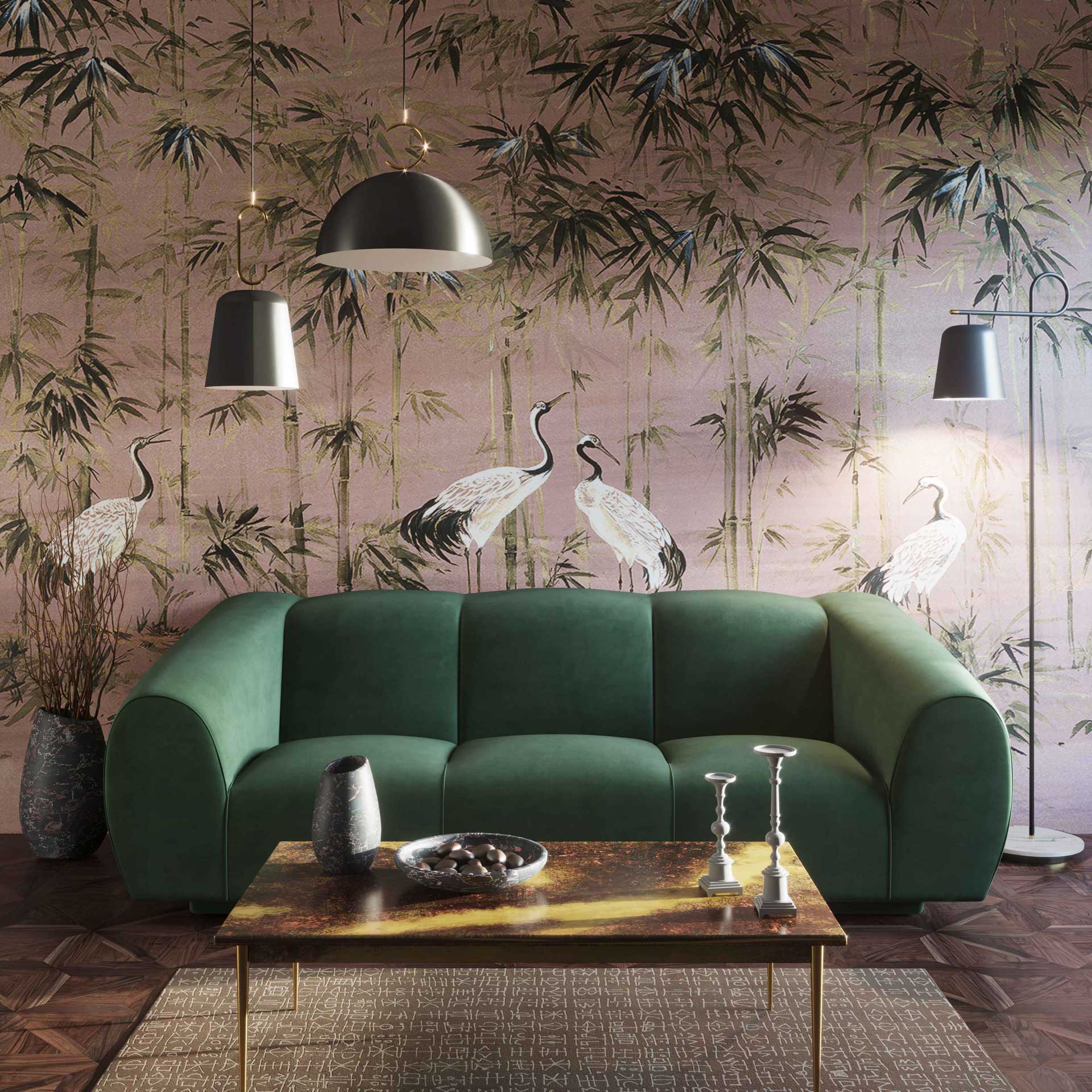 Emme Velvet Sofa Forest Green - Image 6