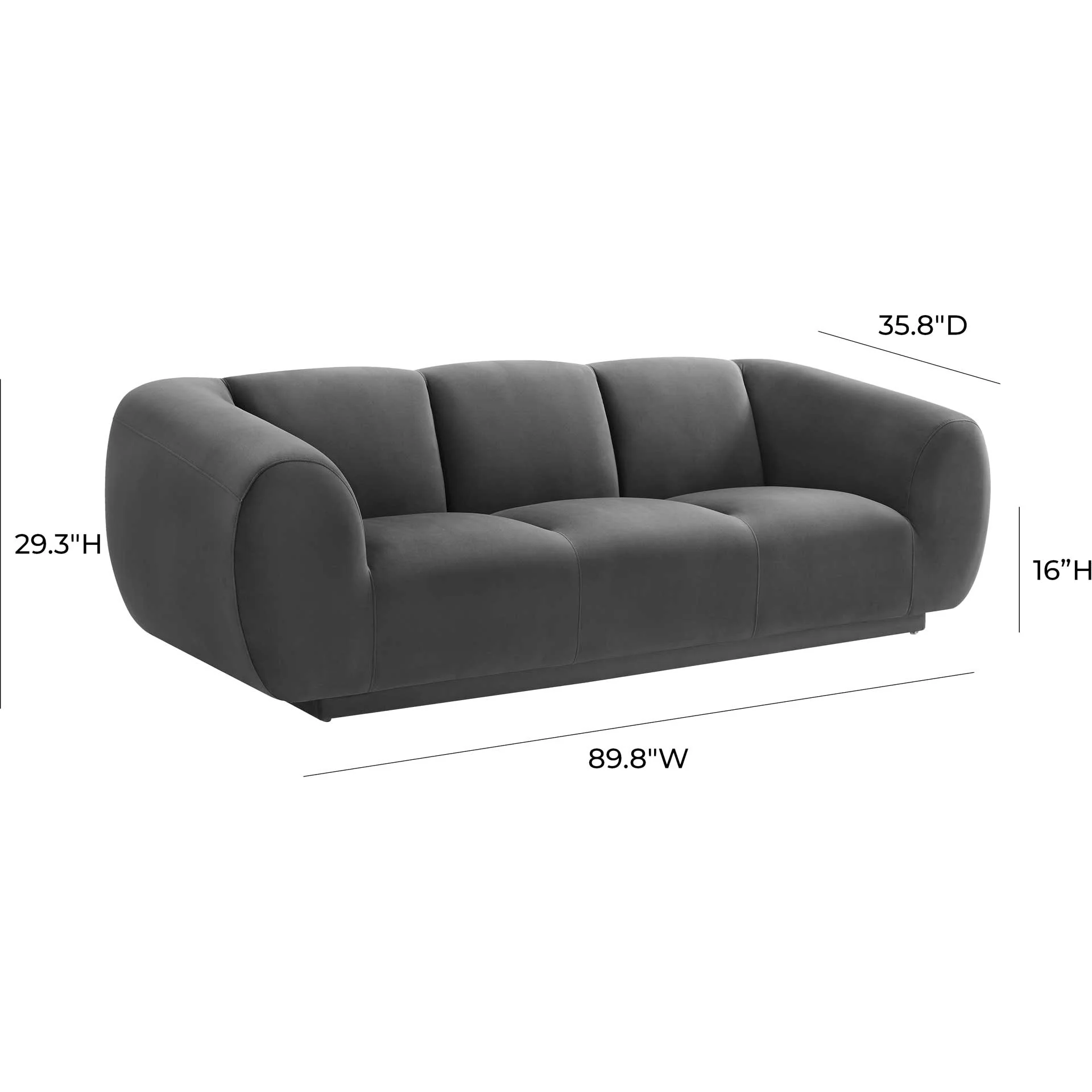 Emme Velvet Sofa Gray - Image 5