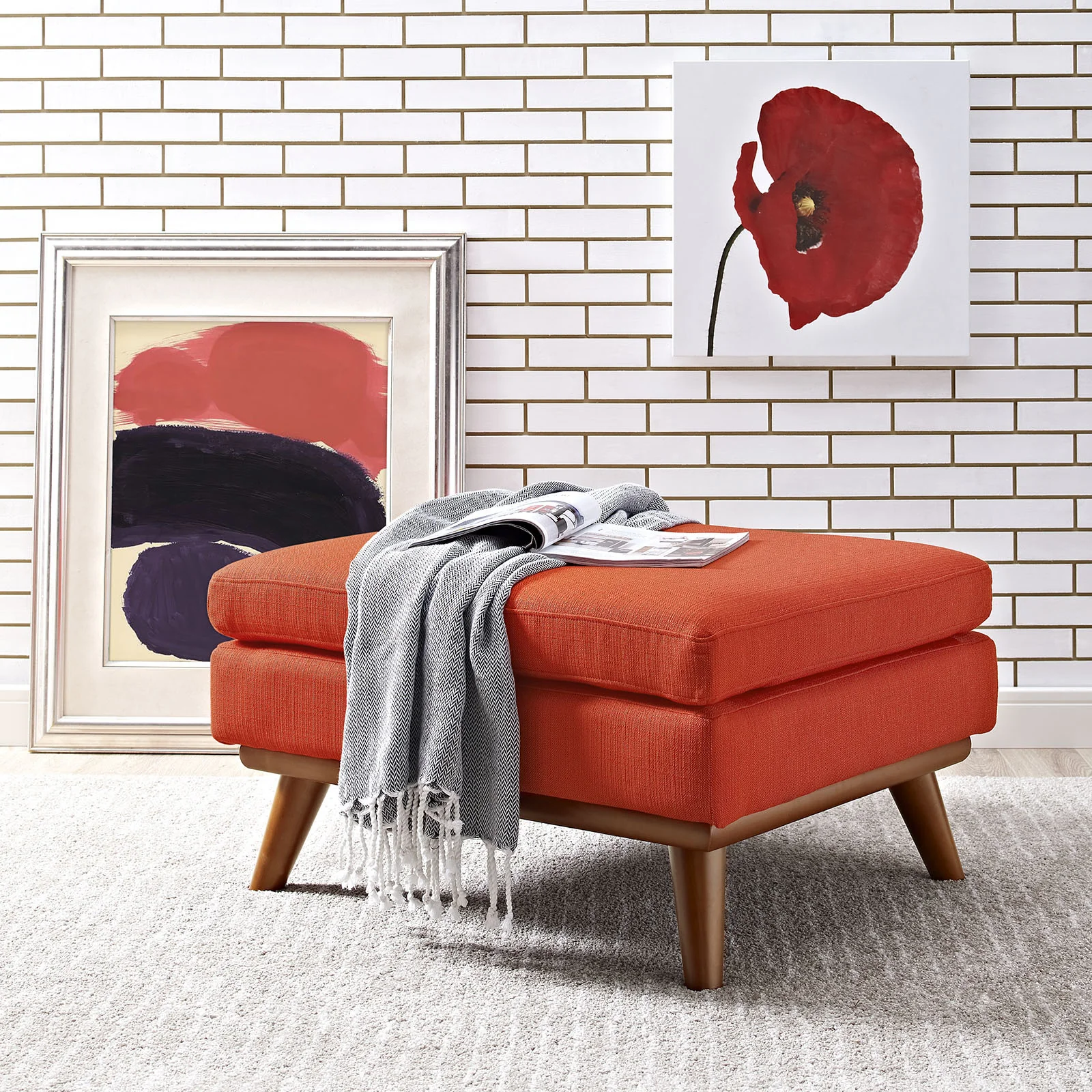 Emory Fabric Ottoman Atomic Red - Image 4