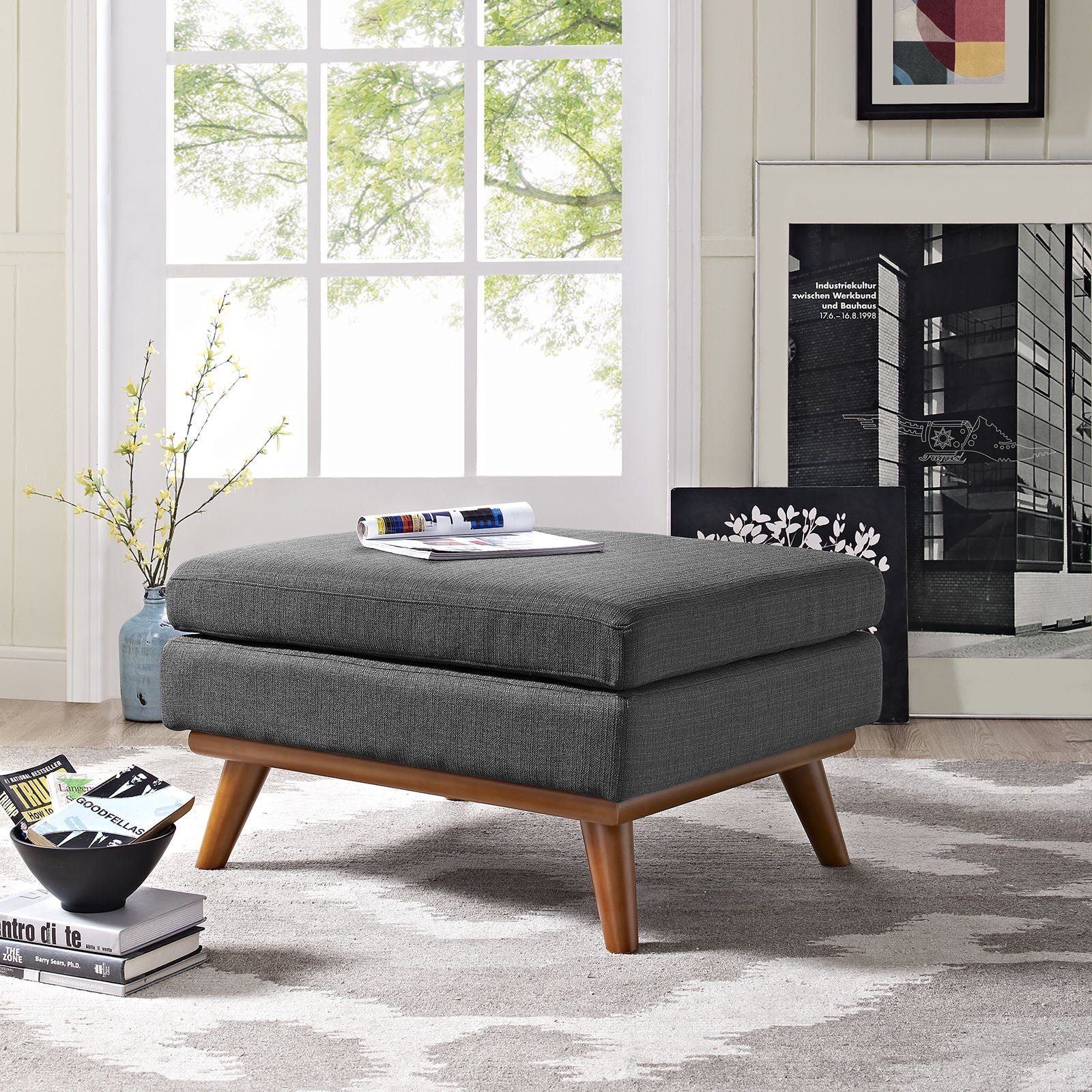 Emory Fabric Ottoman Gray - Image 4