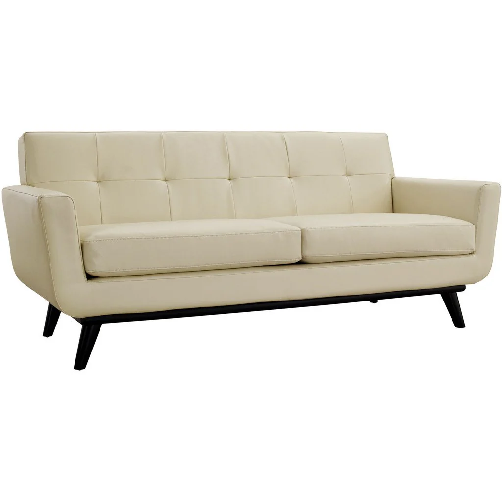 Emory Leather Loveseat Beige - Image 2