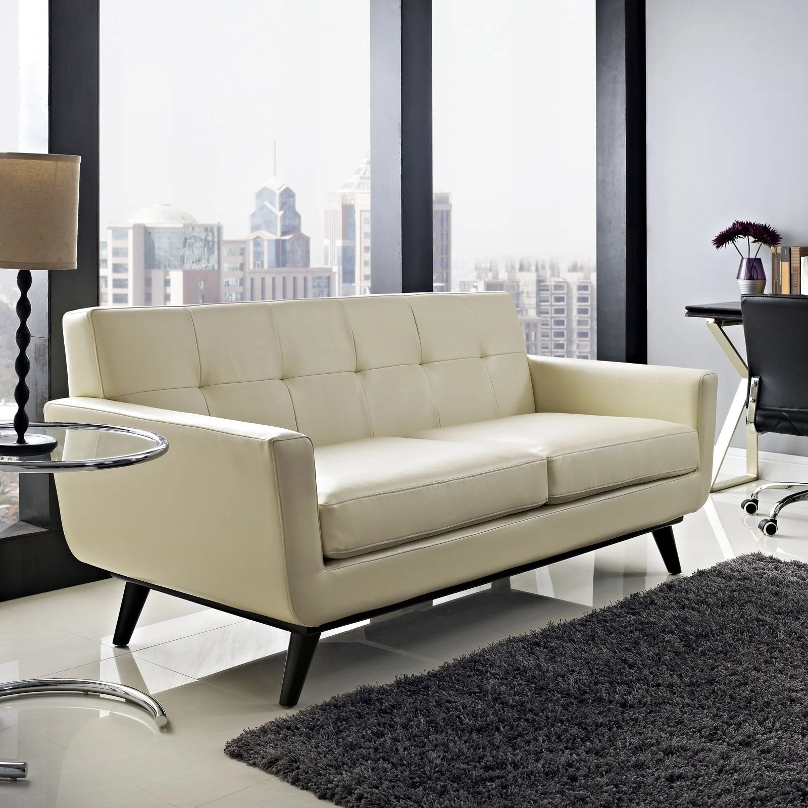 Emory Leather Loveseat Beige - Image 4