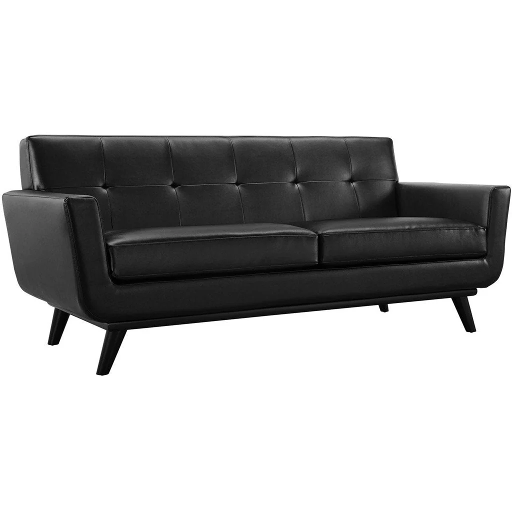 Emory Leather Loveseat Black - Image 2