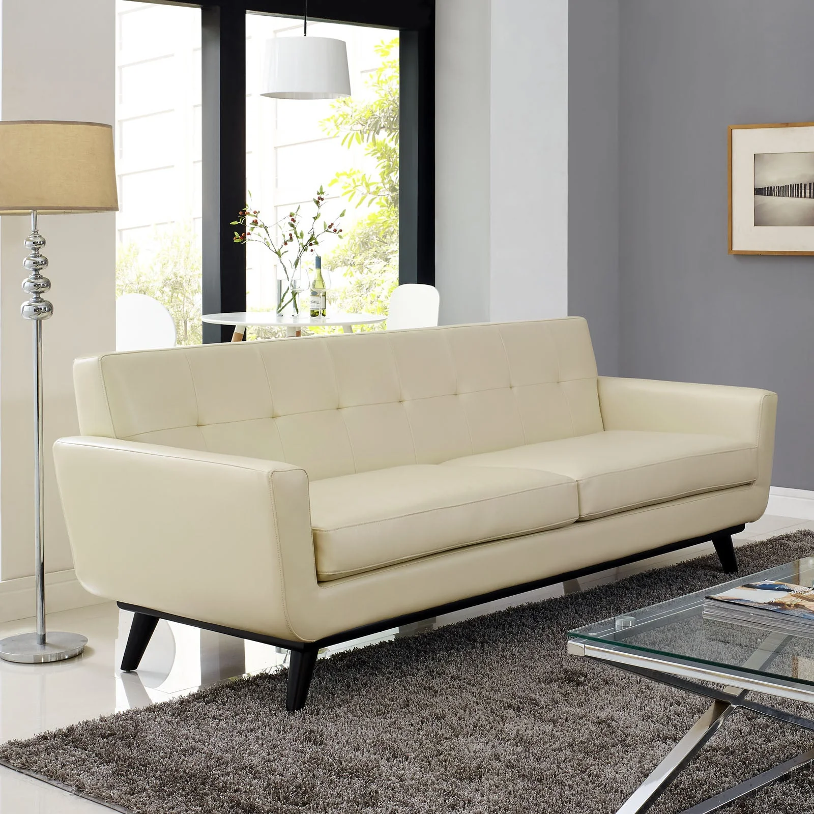 Emory Leather Sofa Beige - Image 4