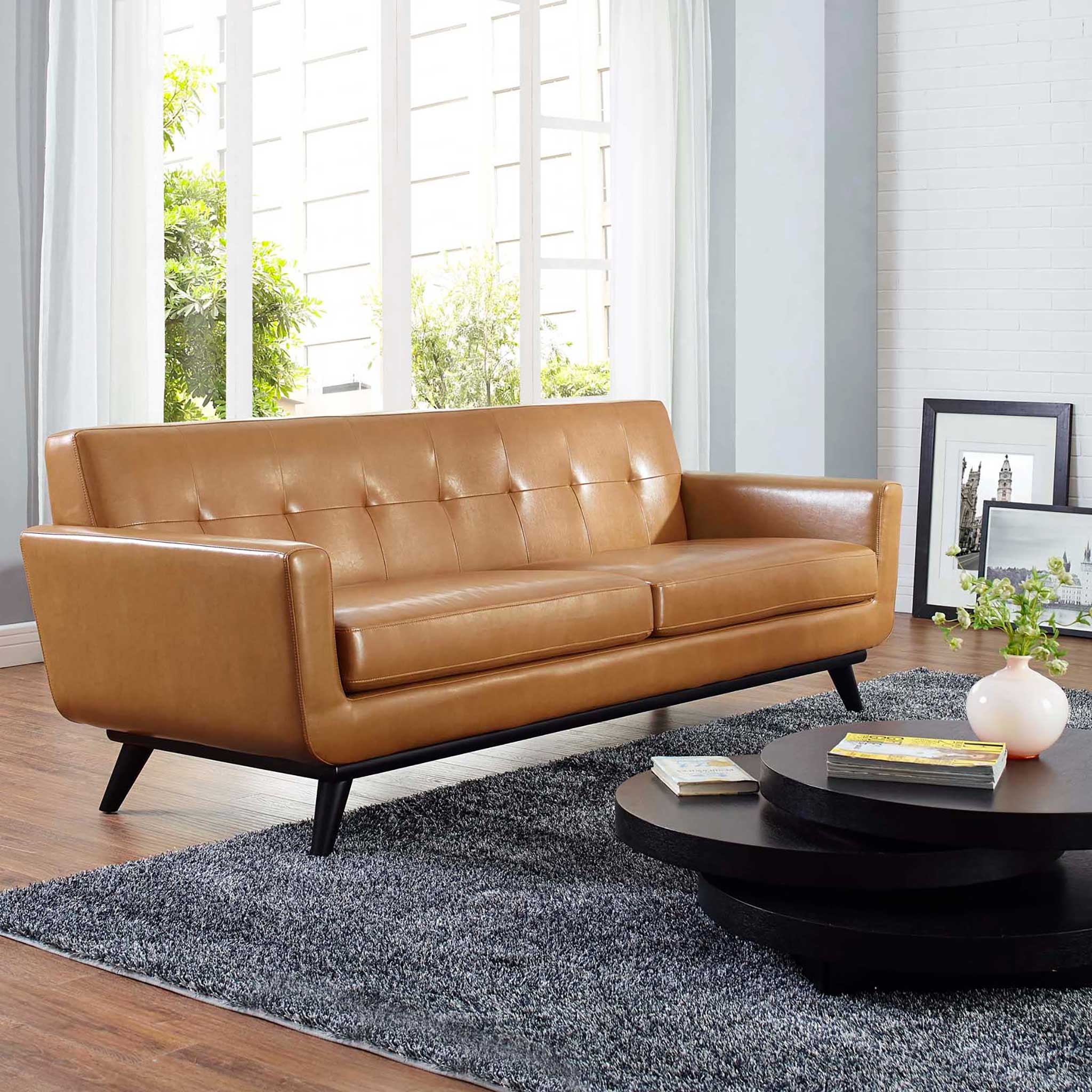 Emory Leather Sofa Tan - Image 4