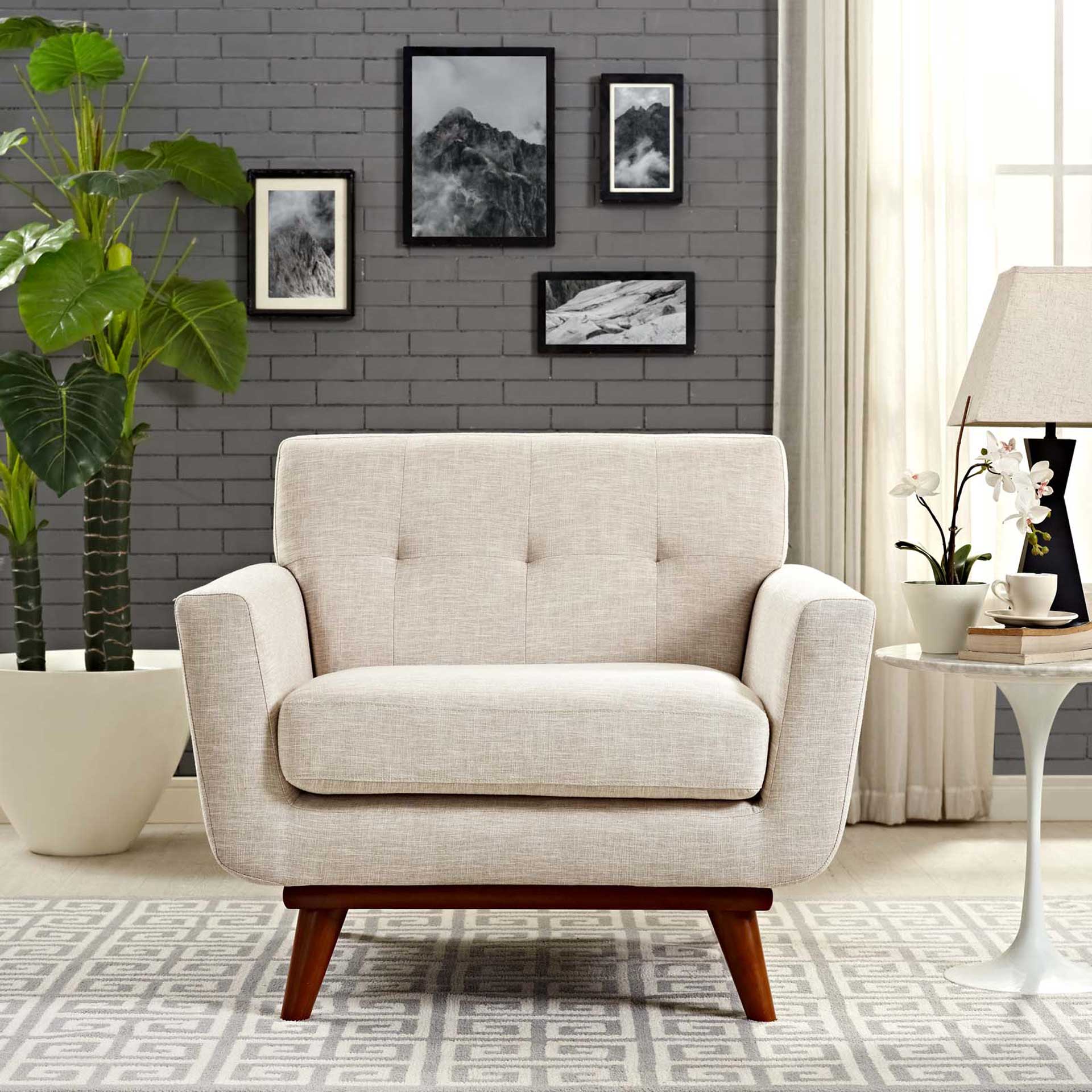 Emory Upholstered Armchair Beige - Image 5
