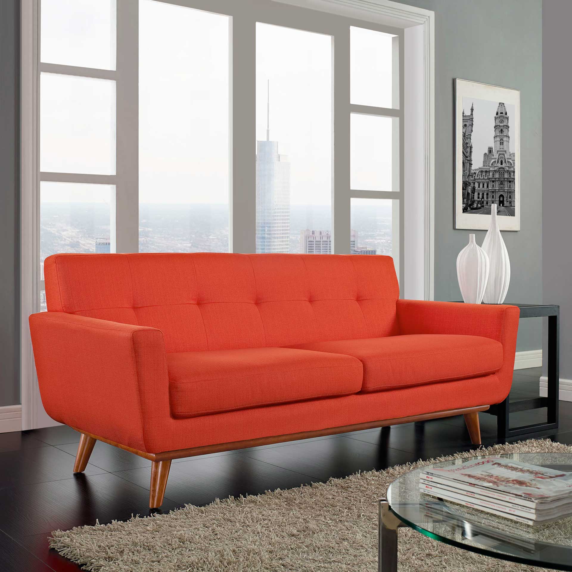 Emory Upholstered Loveseat Atomic Red - Image 4