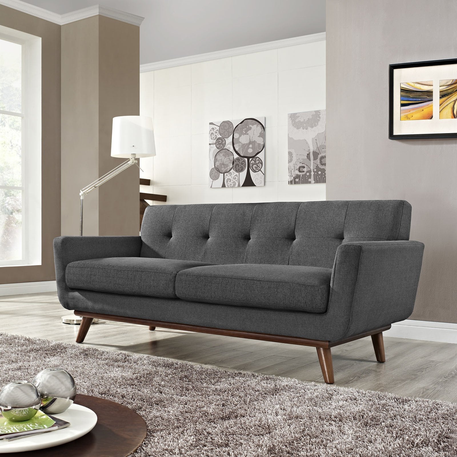 Emory Upholstered Loveseat Gray - Image 4