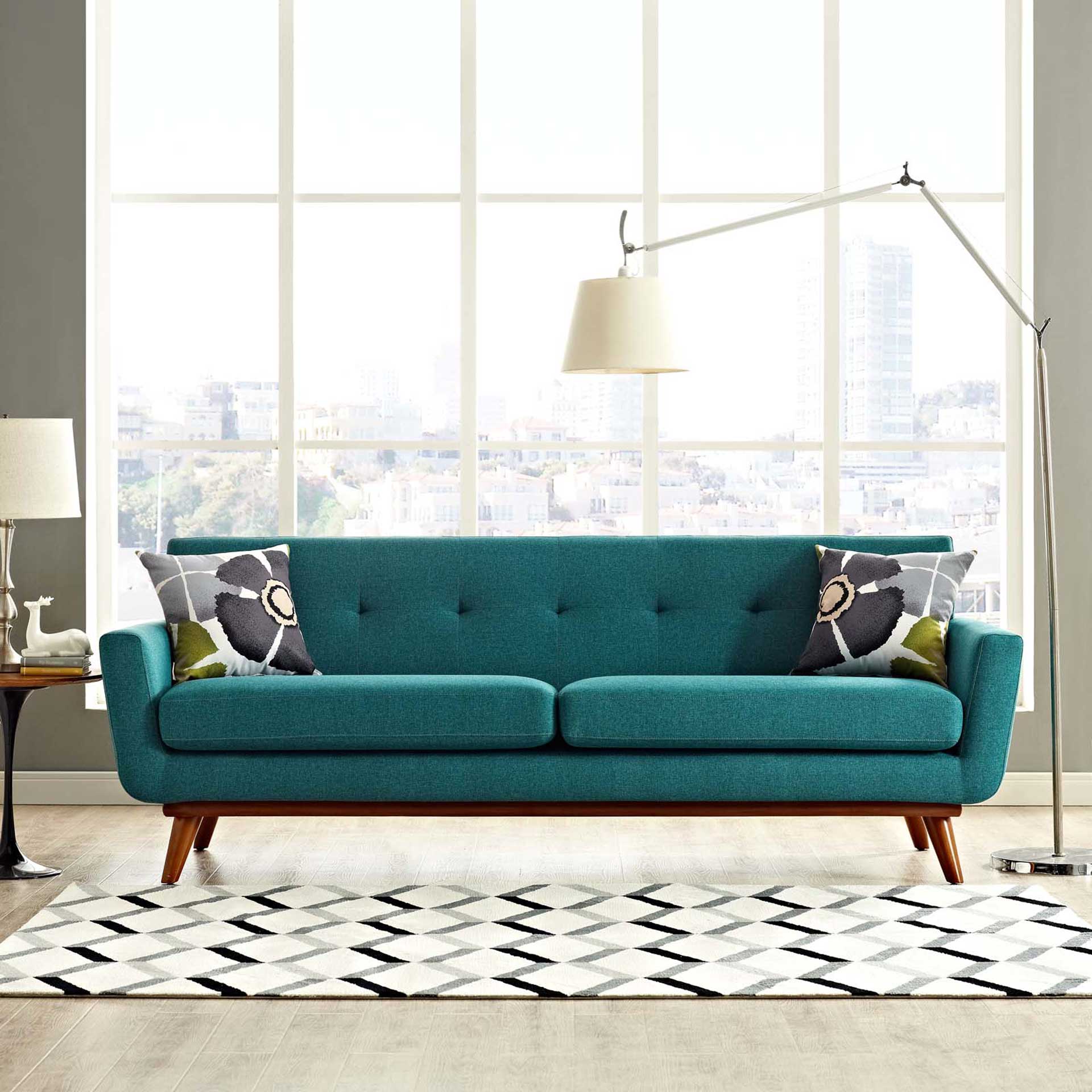 Emory Upholstered Sofa Teal - Image 4