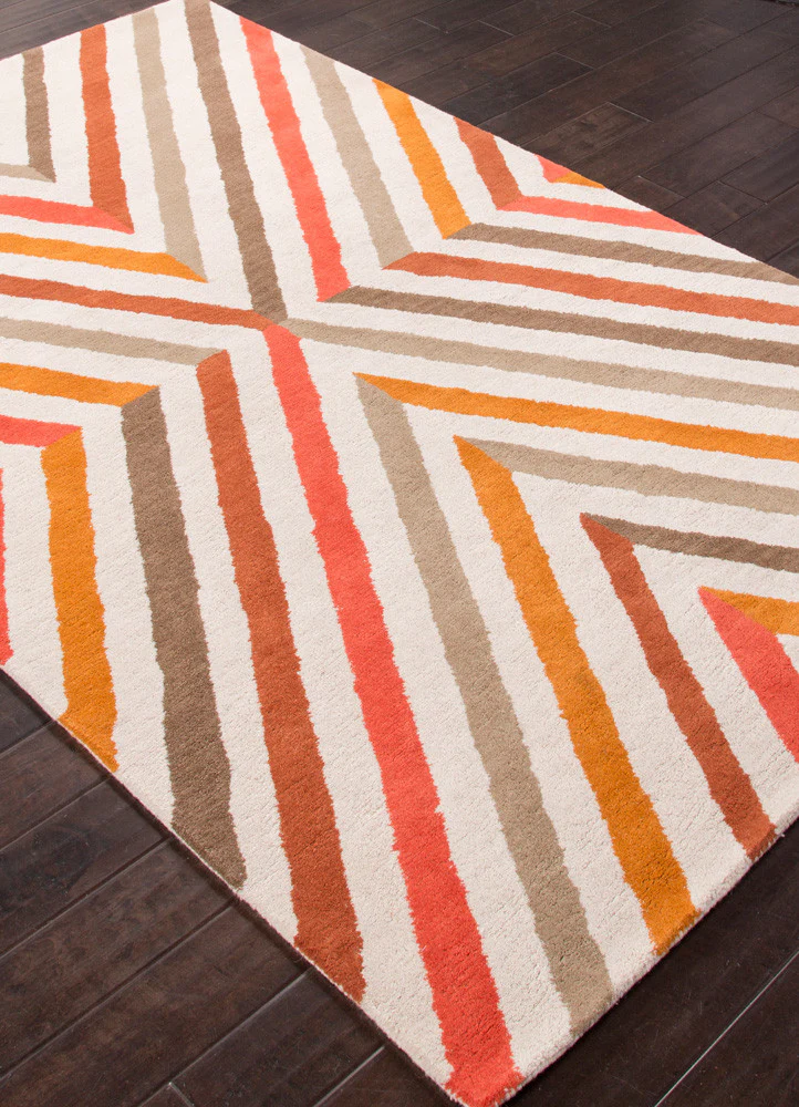 En Casa Cornered White/Poppy Area Rug - Image 2
