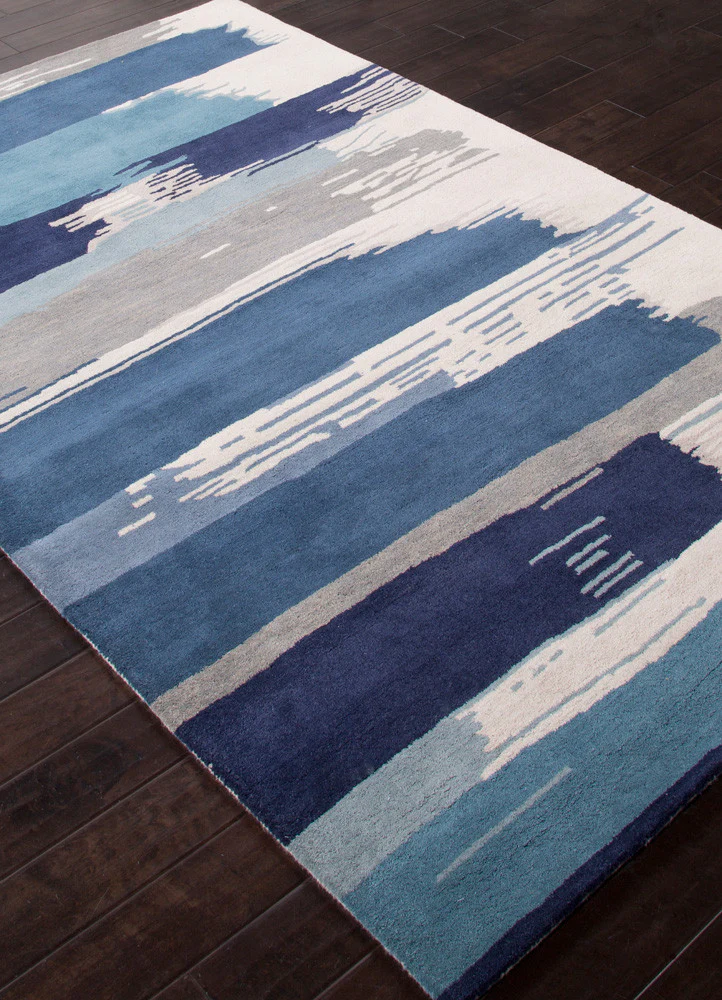 En Casa Painterly White/Dark Denim Area Rug - Image 2