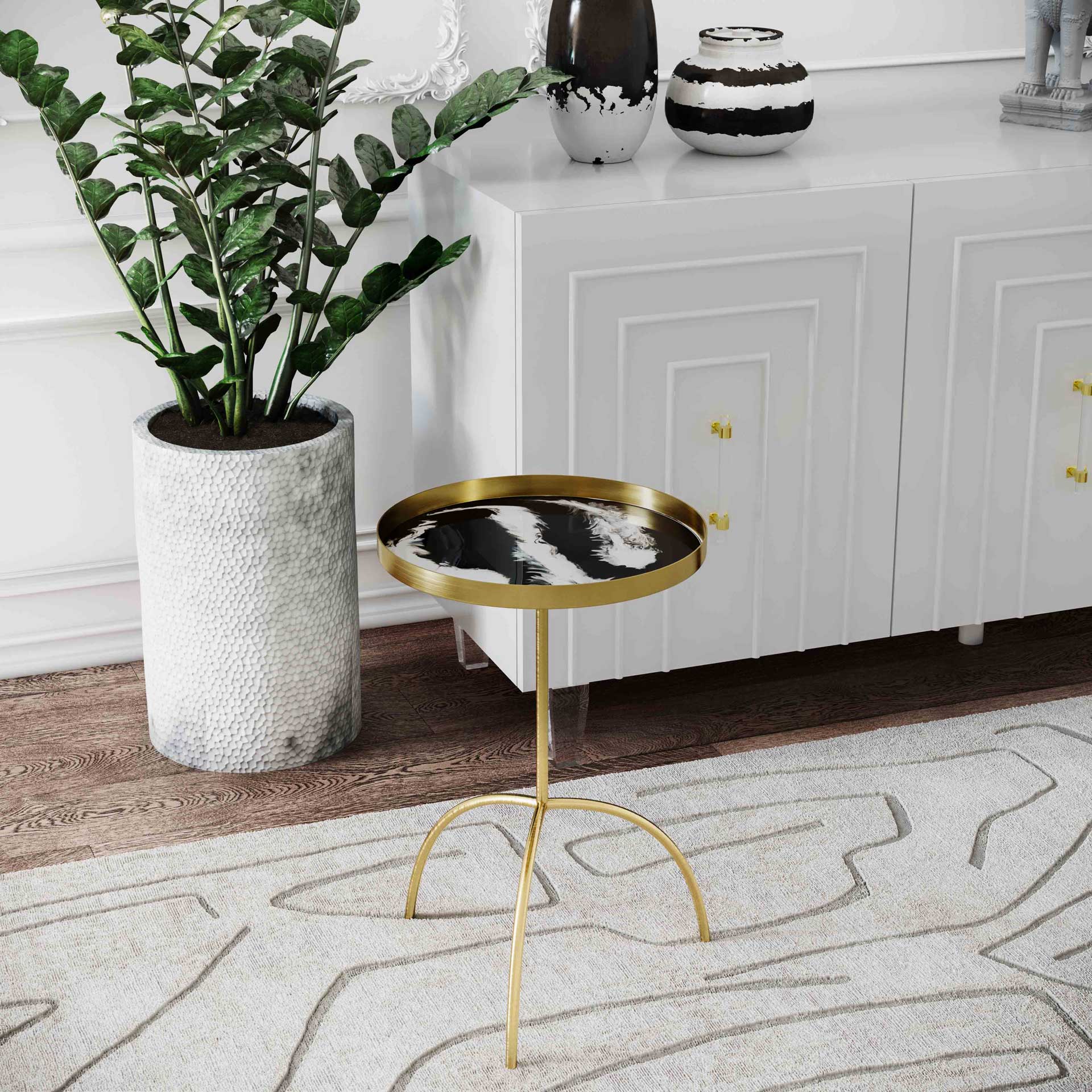 Enamel Accent Table Black/White - Image 7