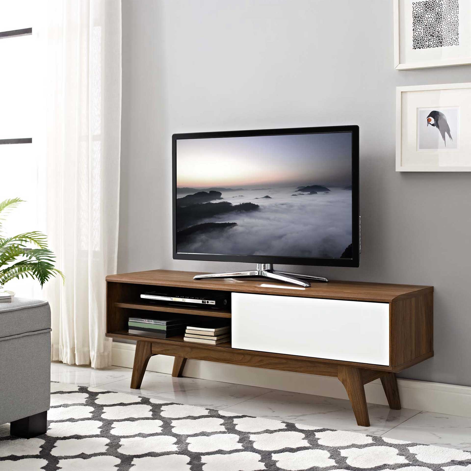 Encasa TV Stand Walnut/White - Image 4