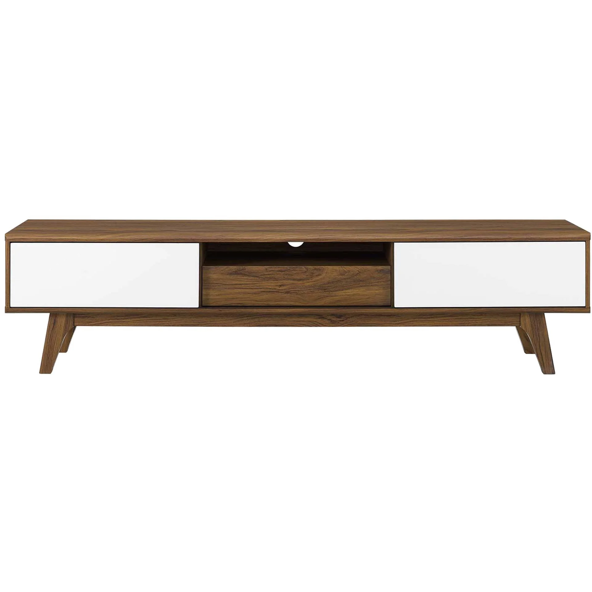 Encasa Wood TV Stand Walnut/White - Image 2