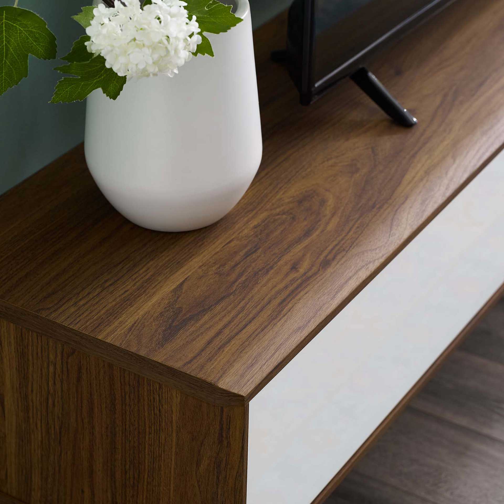 Encasa Wood TV Stand Walnut/White - Image 6