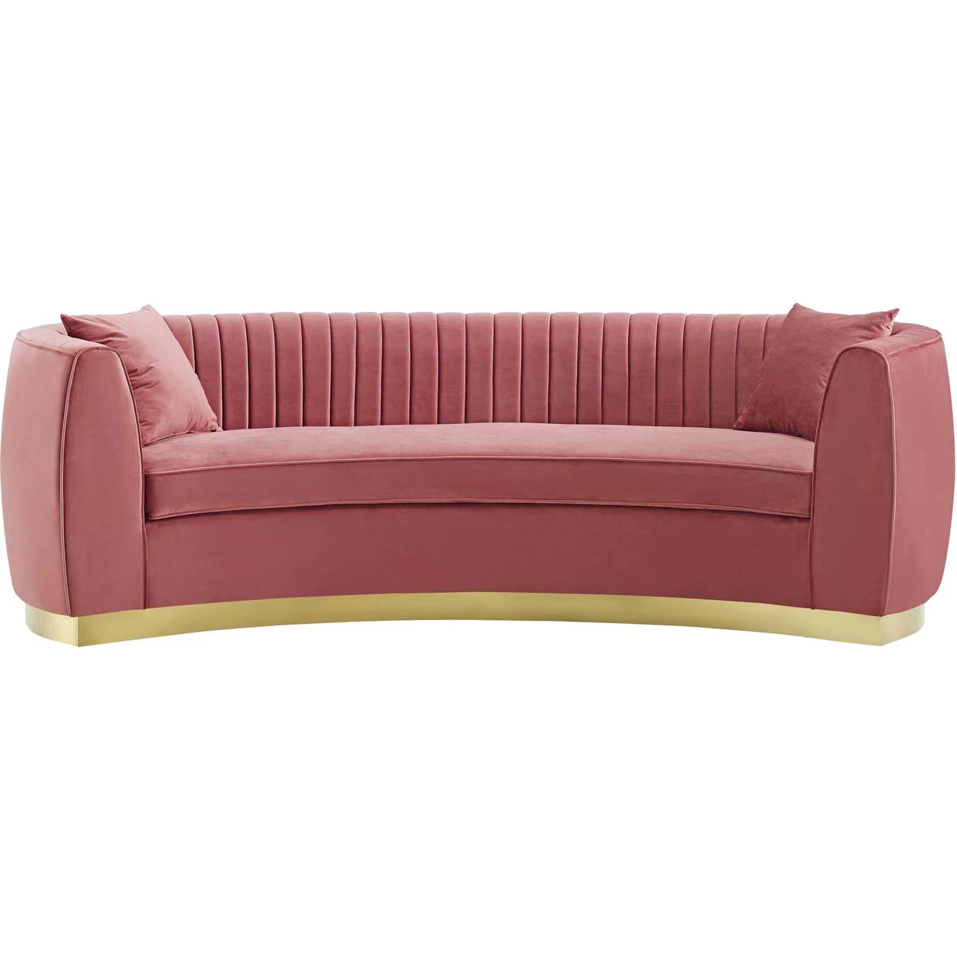 Endicott Curved Performance Velvet Sofa Dusty Rose - Image 2