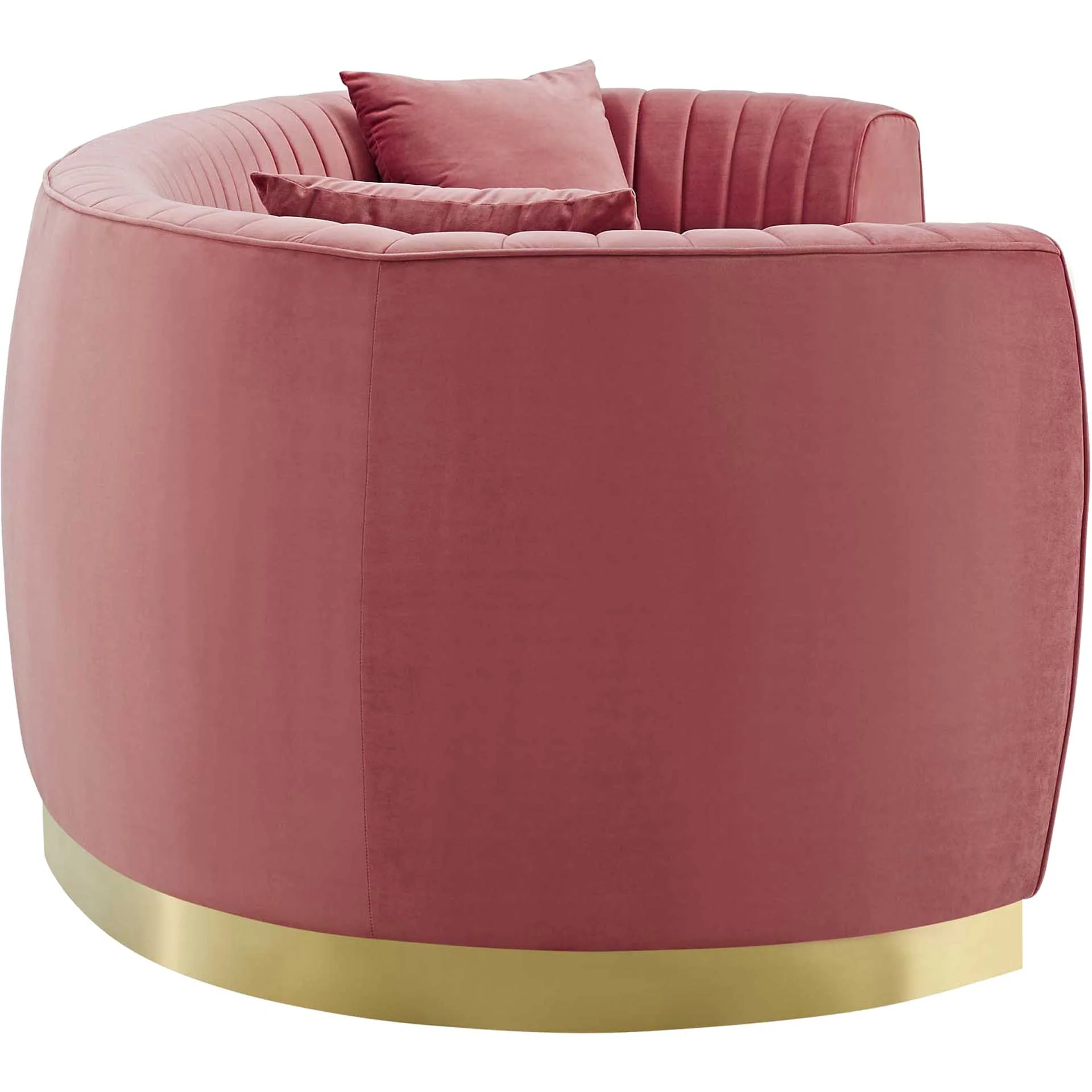 Endicott Curved Performance Velvet Sofa Dusty Rose - Image 3