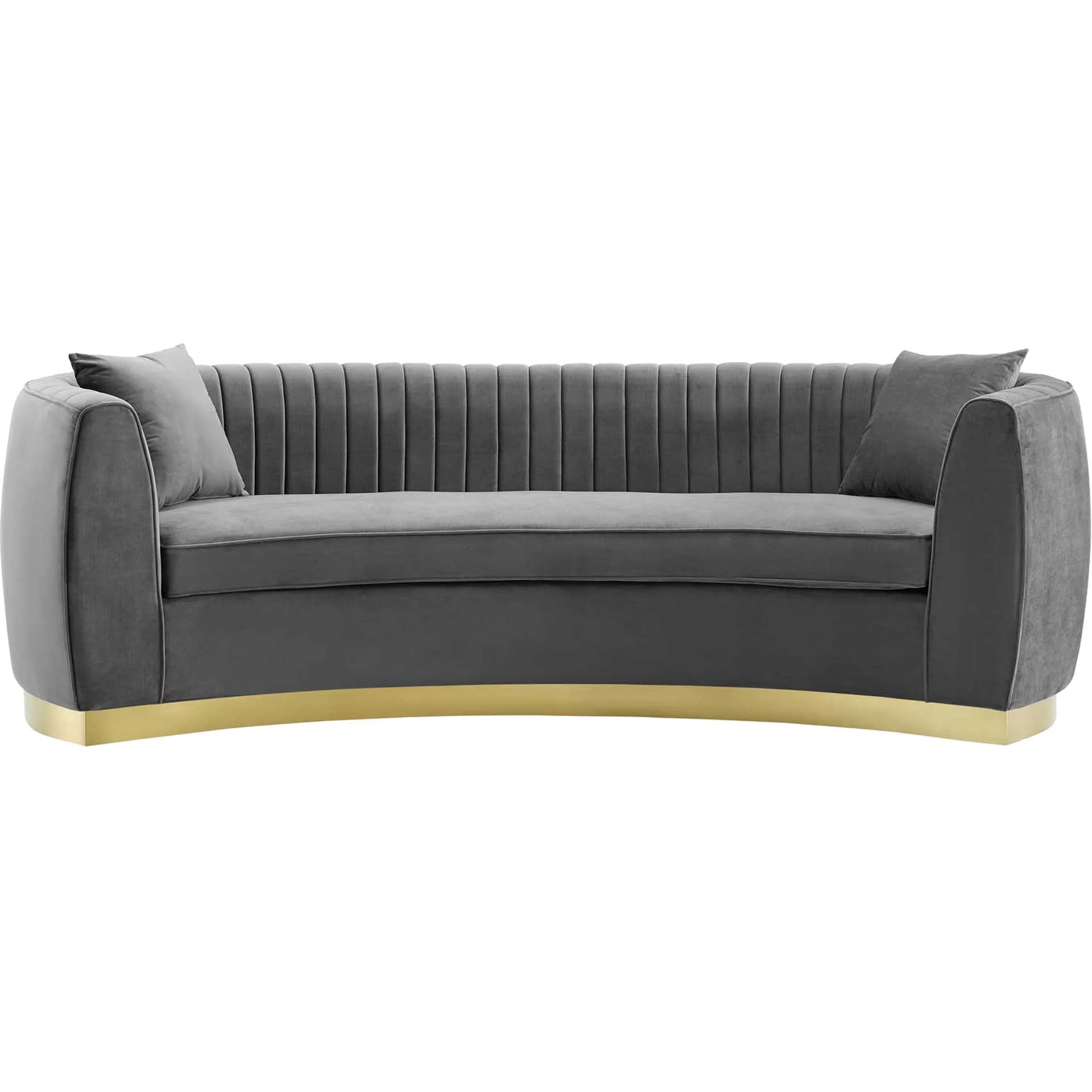 Endicott Curved Performance Velvet Sofa Gray - Image 2