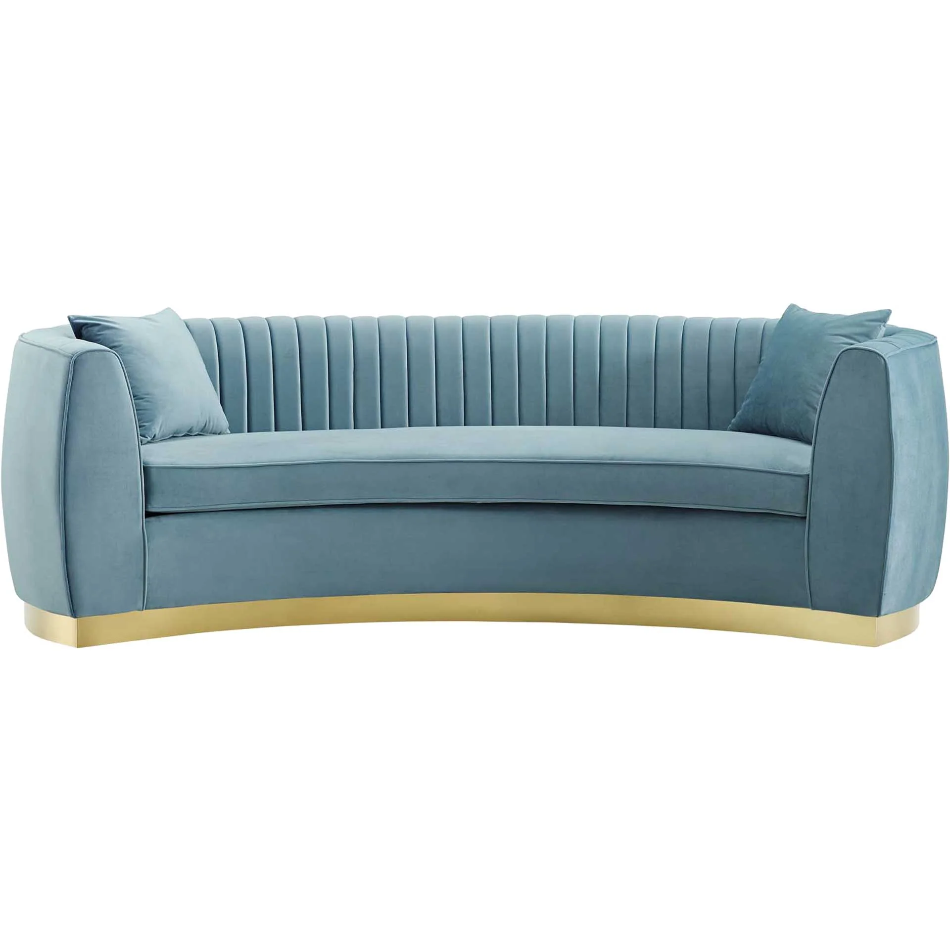 Endicott Curved Performance Velvet Sofa Light Blue - Image 2