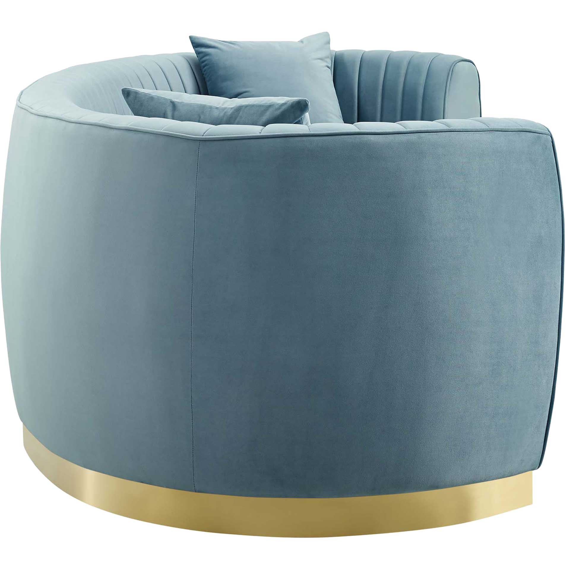 Endicott Curved Performance Velvet Sofa Light Blue - Image 3