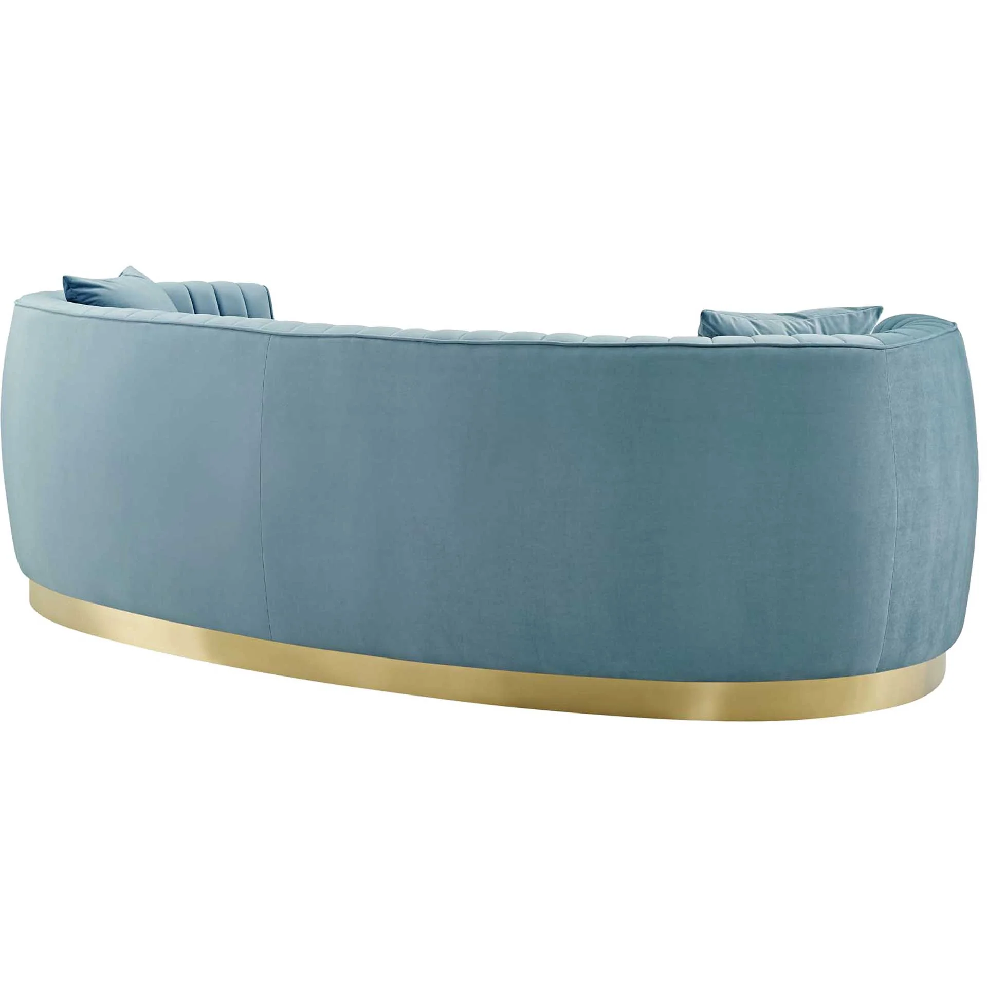 Endicott Curved Performance Velvet Sofa Light Blue - Image 4