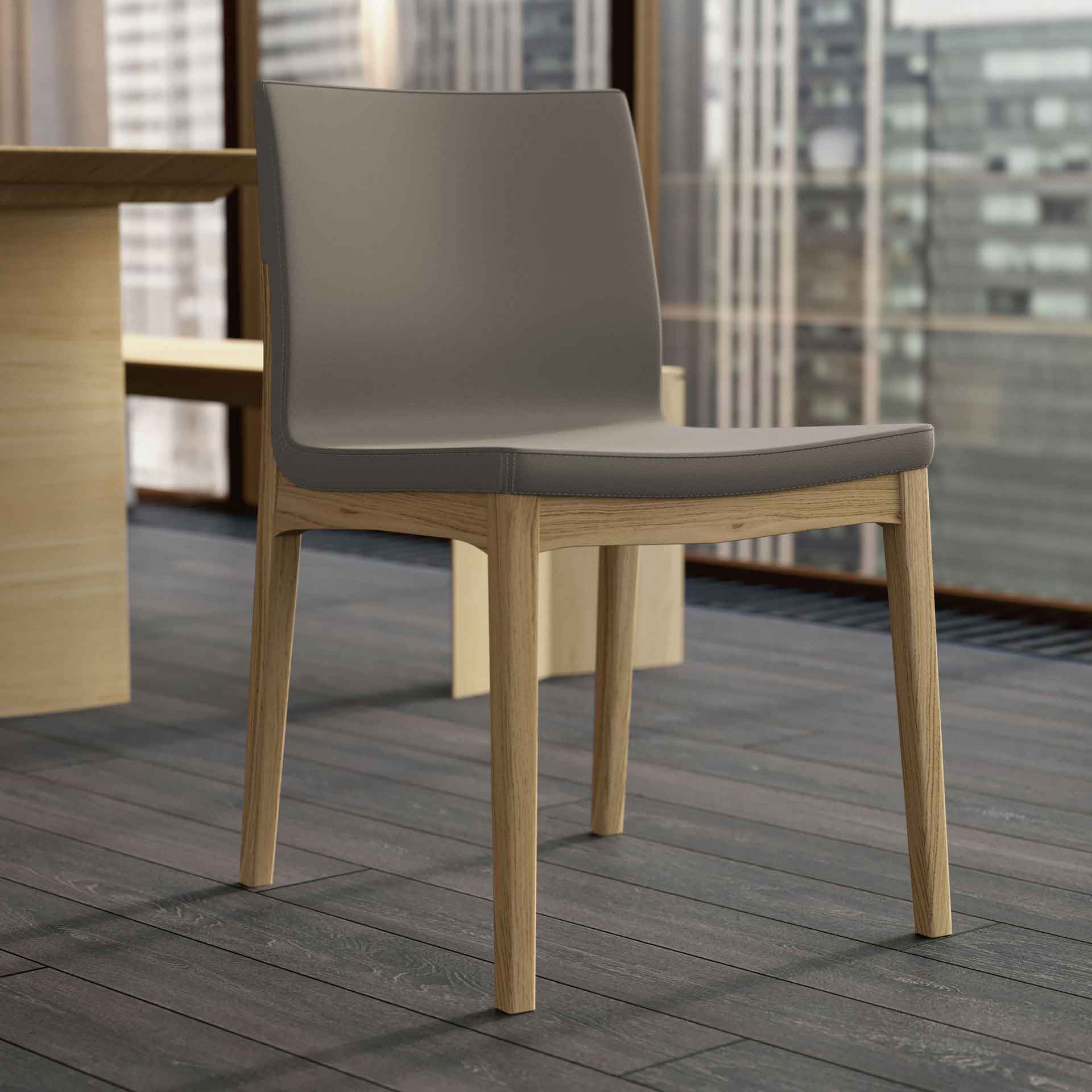 Enna Dining Chair Dove Gray/Natural Oak (Set of 2) - Image 3