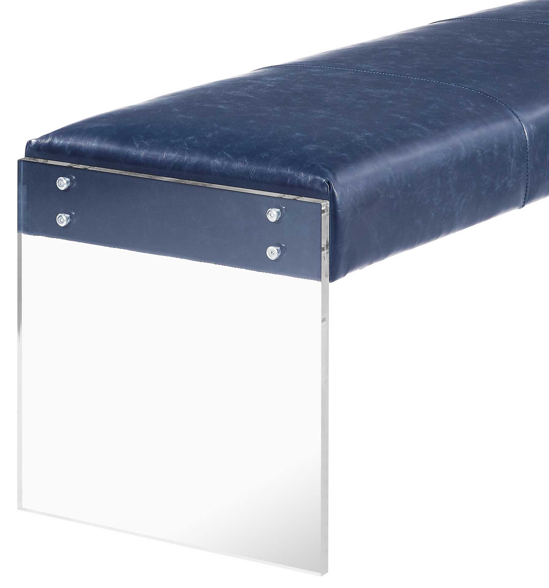 Enrica Leather/Acrylic Bench Blue - Image 4
