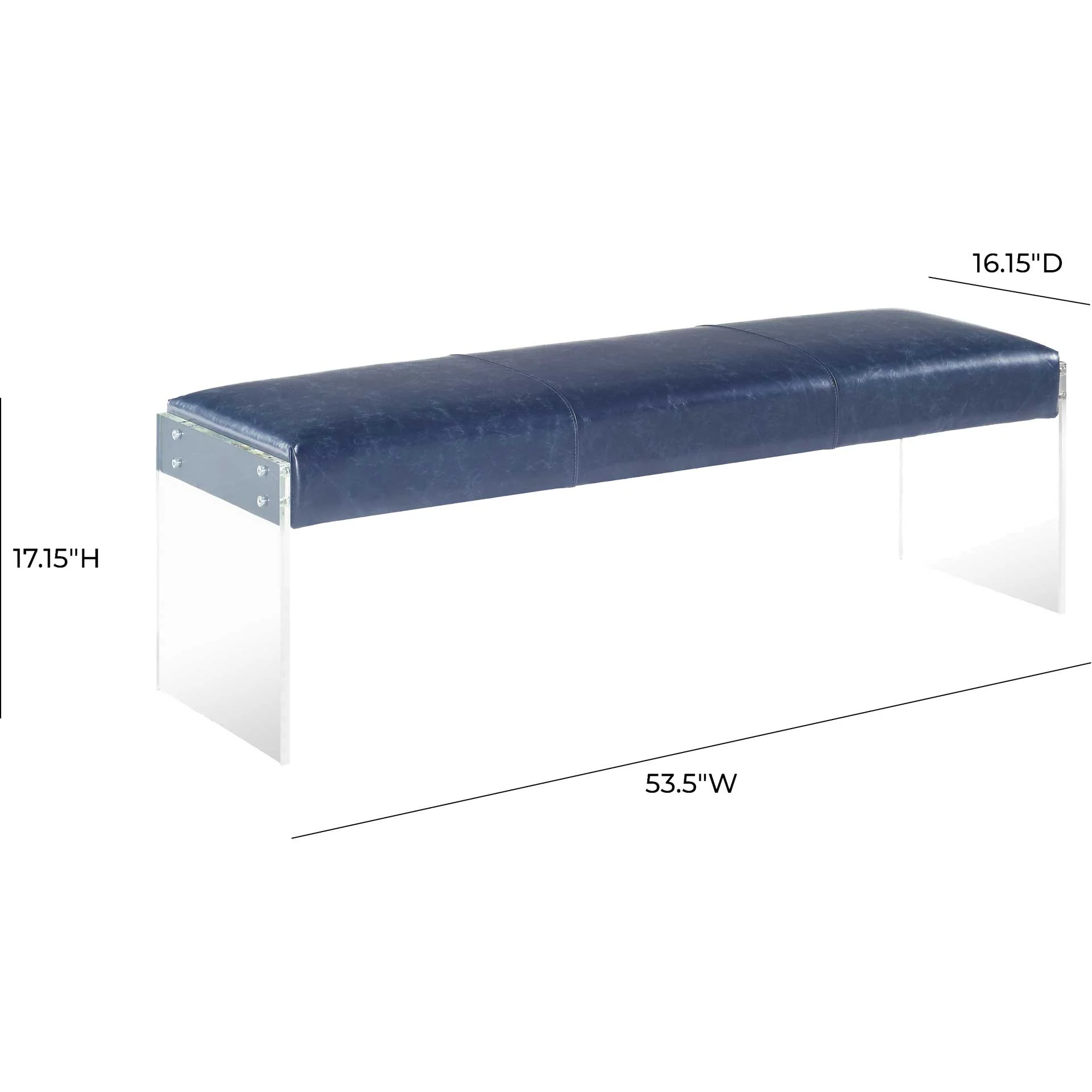 Enrica Leather/Acrylic Bench Blue - Image 6