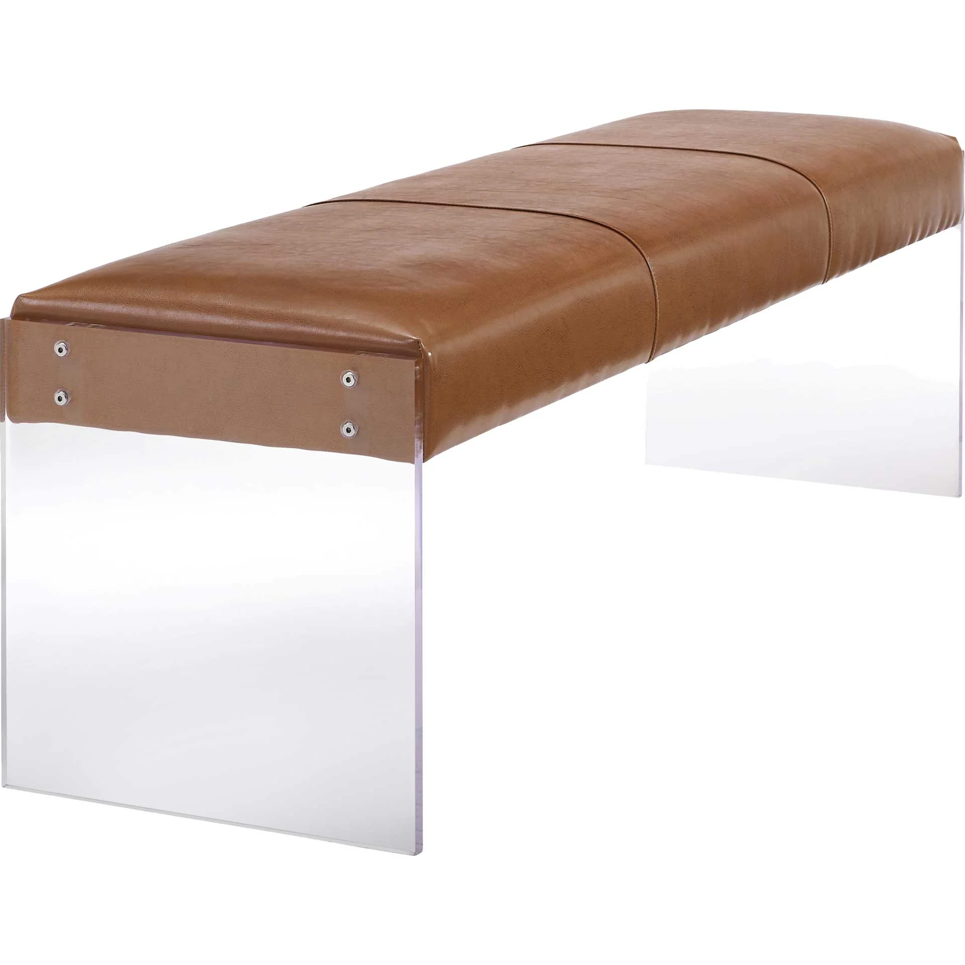 Enrica Leather/Acrylic Bench Brown - Image 2