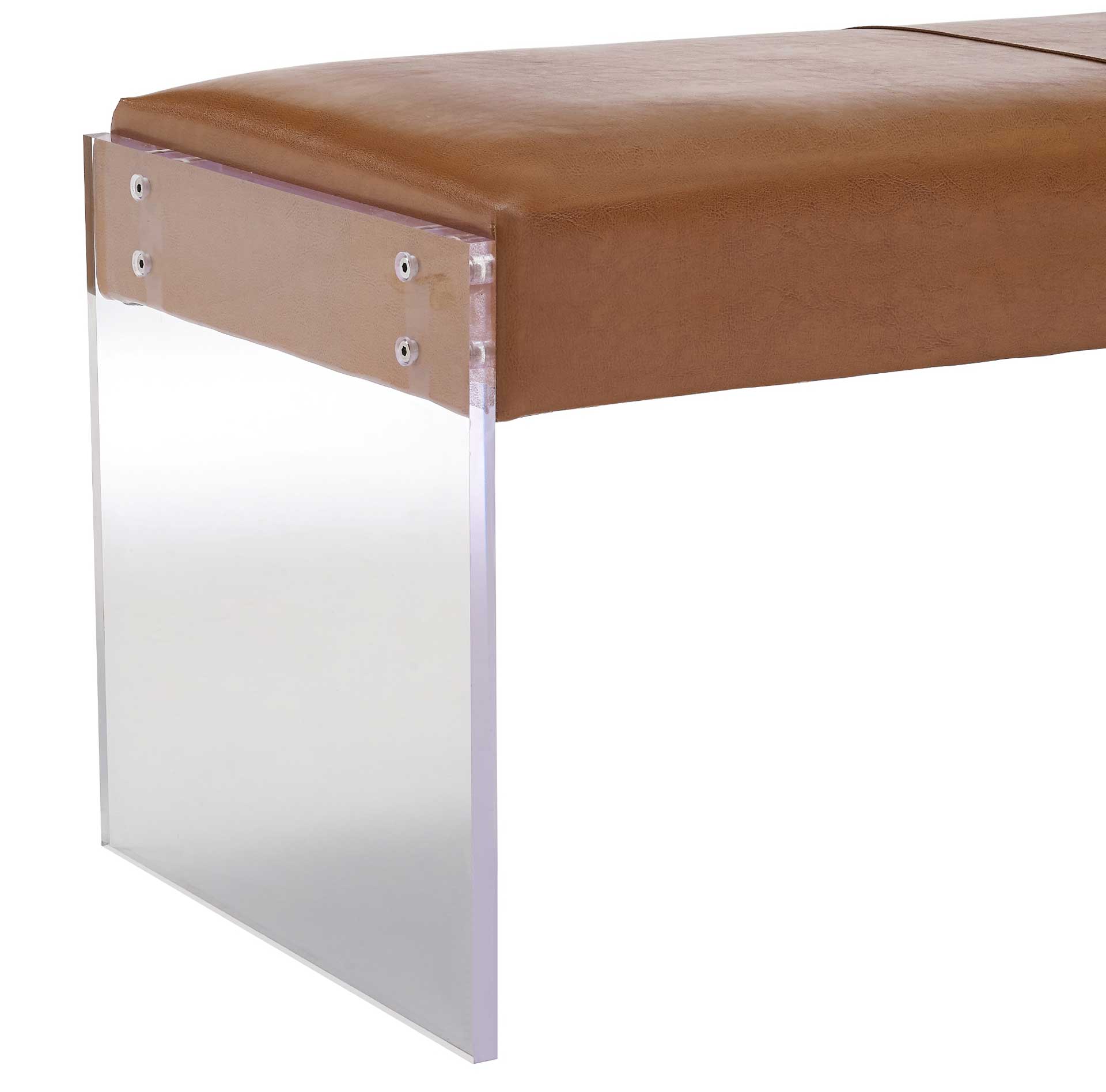 Enrica Leather/Acrylic Bench Brown - Image 3