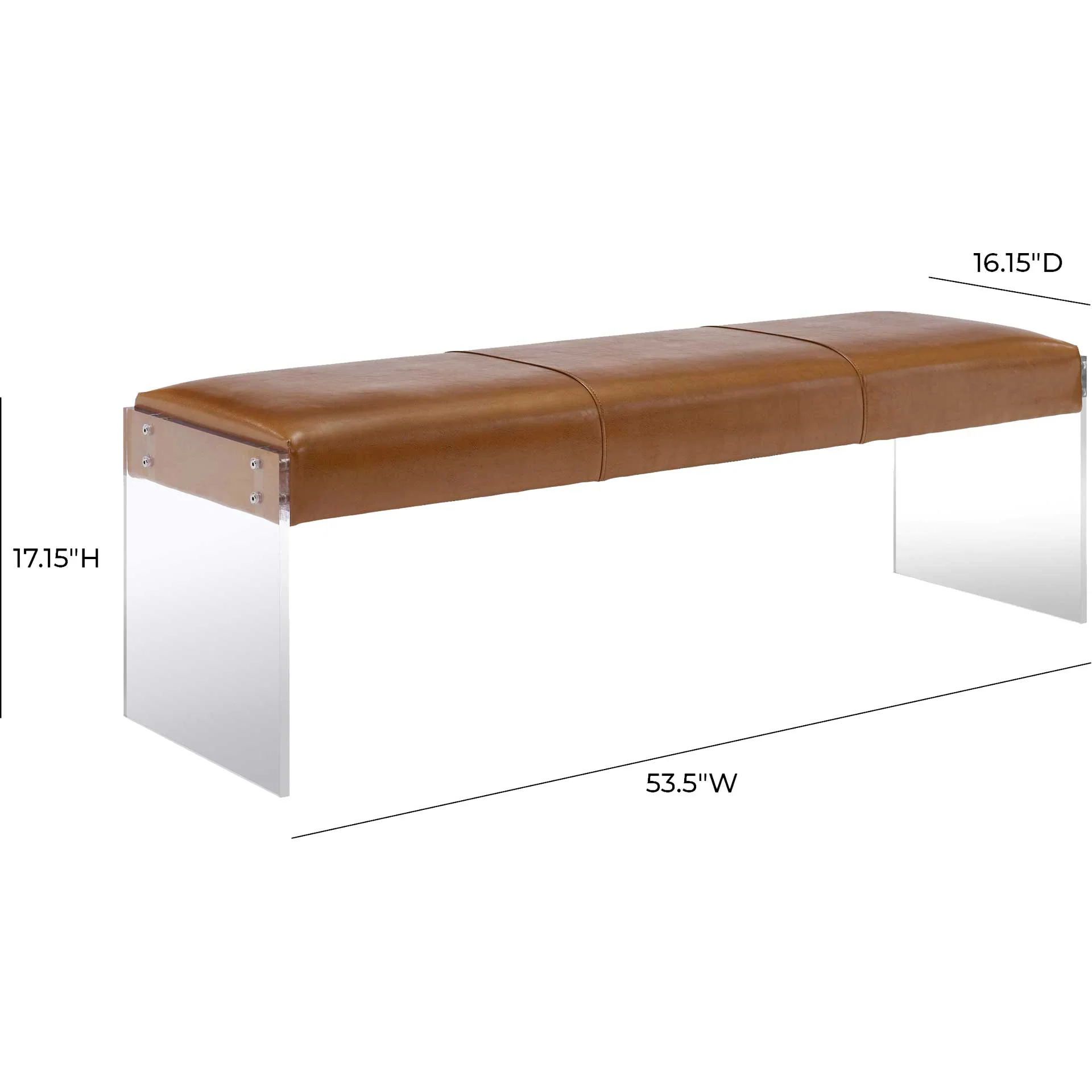 Enrica Leather/Acrylic Bench Brown - Image 6