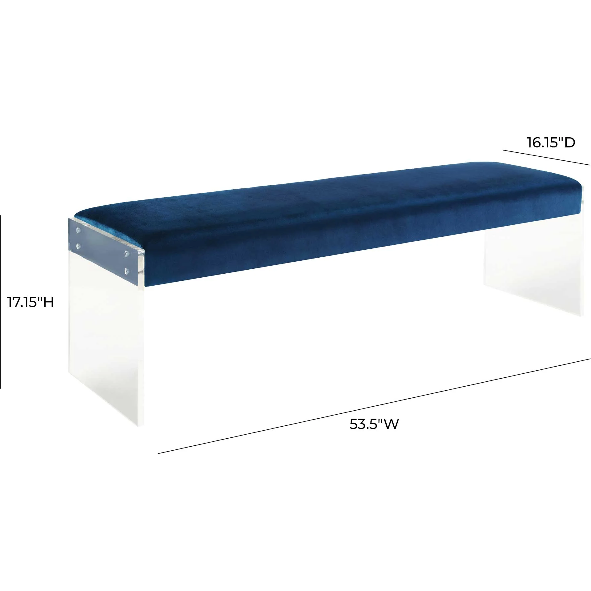 Enrica Velvet/Acrylic Bench Blue - Image 5