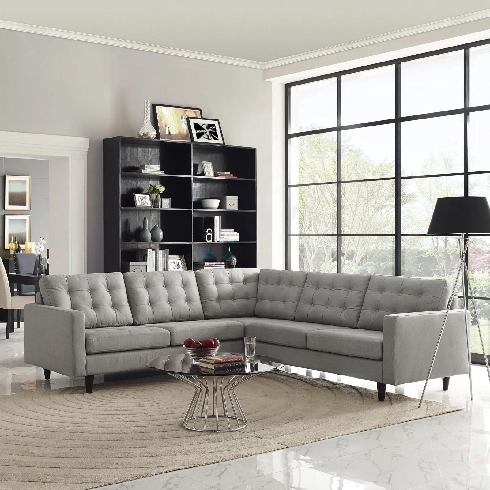 Era Fabric Corner Sectional Sofa Light Gray - Image 4