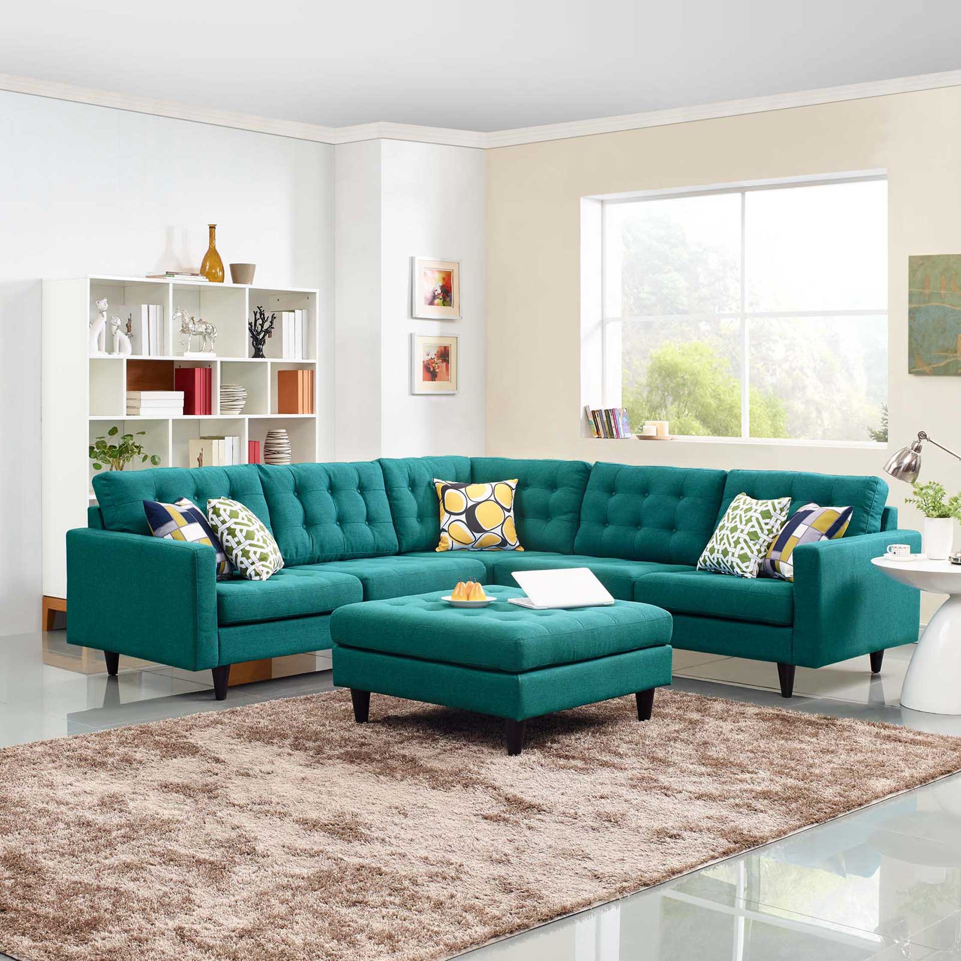 Era Fabric Corner Sectional Sofa Teal - Image 4
