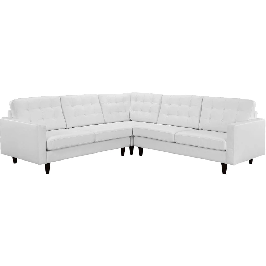 Era Leather Corner Sectional Sofa White