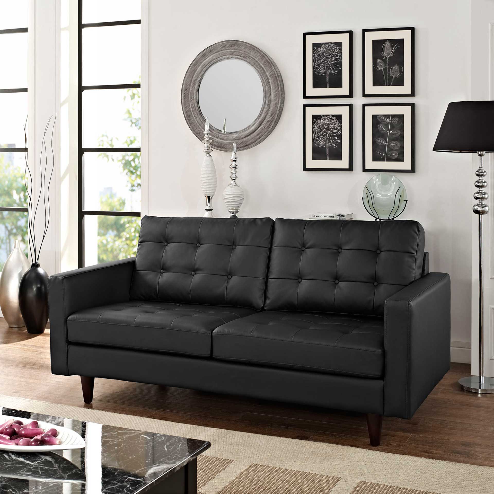Era Leather Loveseat Black - Image 4