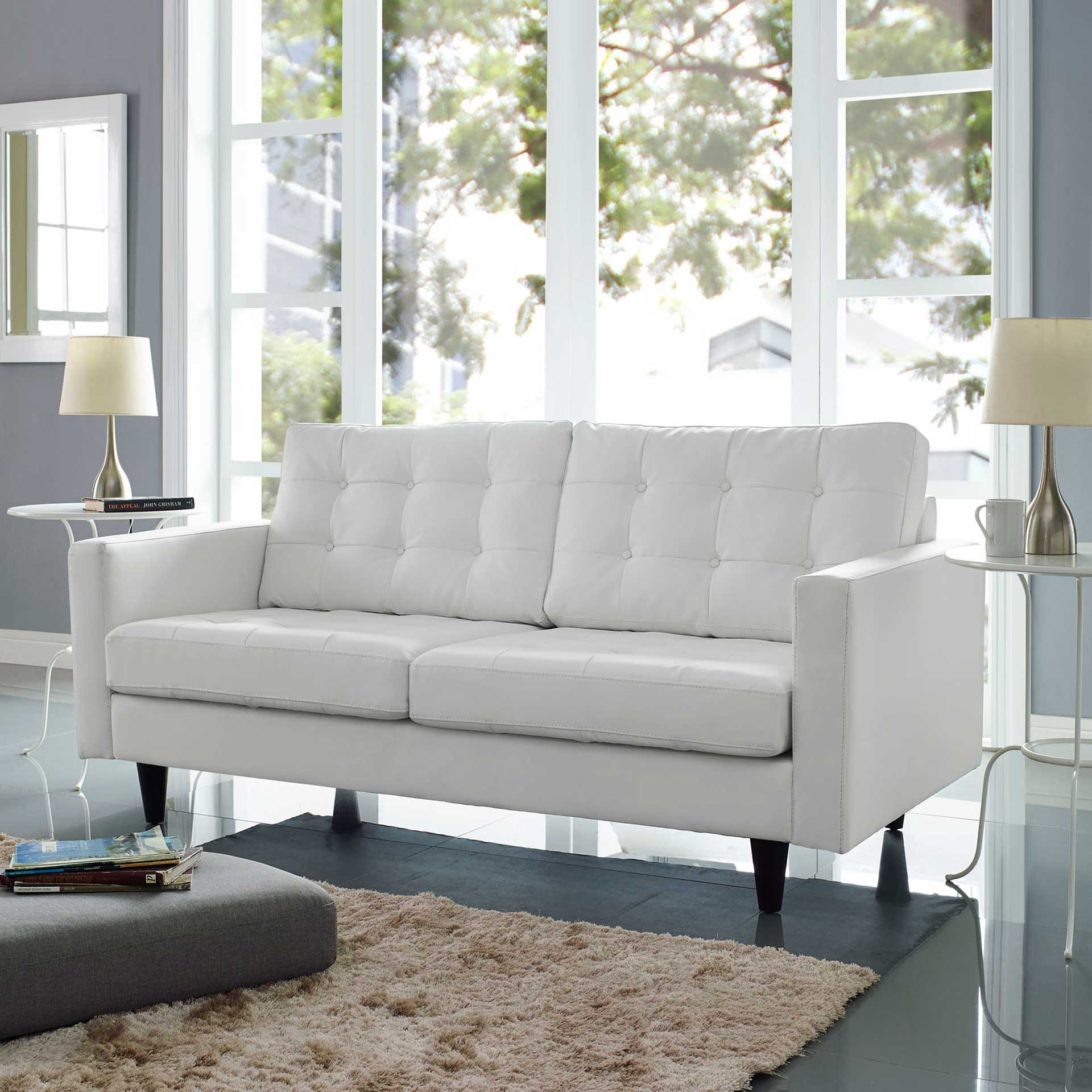 Era Leather Loveseat White - Image 4