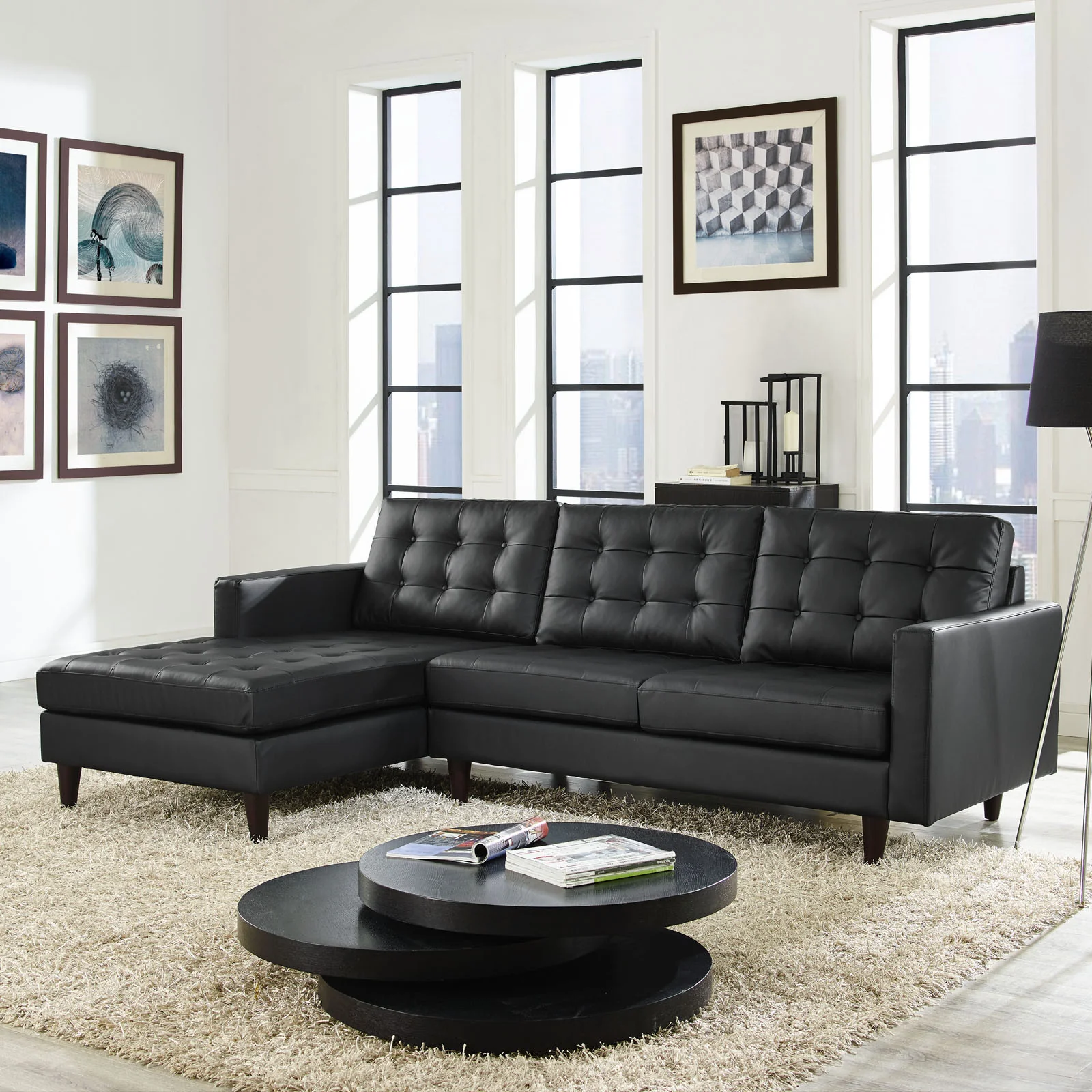 Era Leather Sectional Sofa Black - Image 4